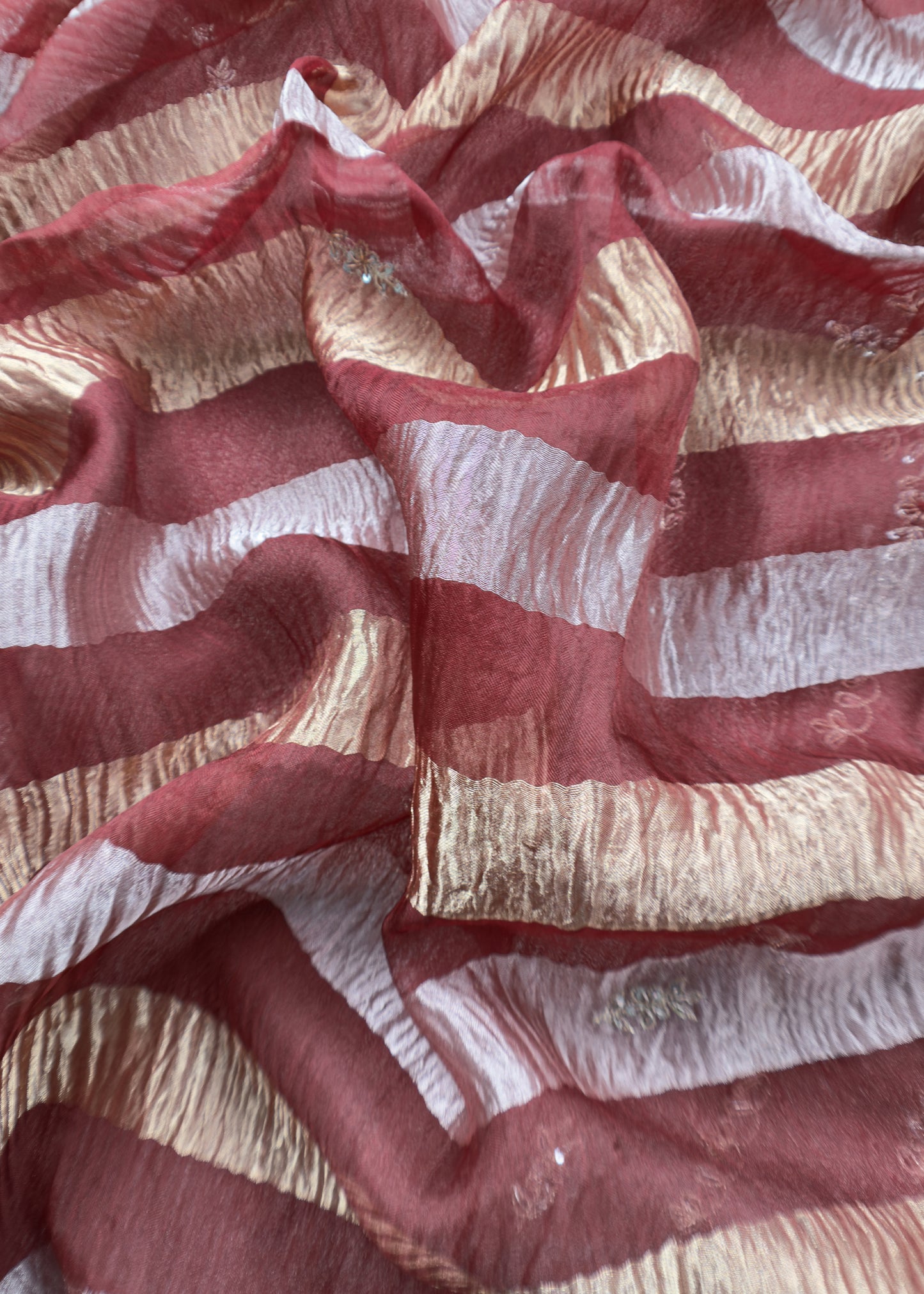 Handwoven Designer Crushed Tissue-Silk Unstitched Suit with Dori work