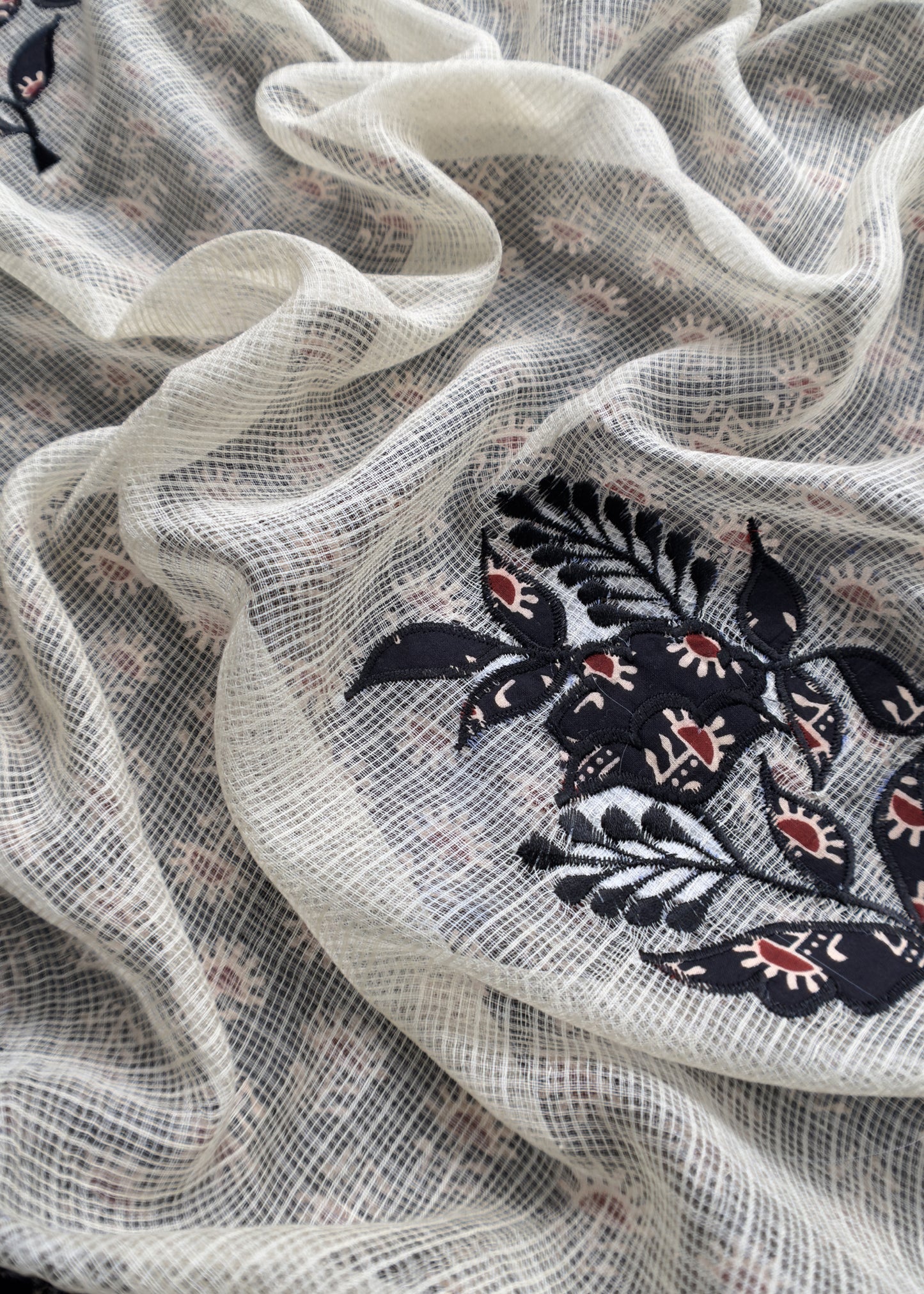 Black Ajrakh Pure Cotton Suit With Appliqué work