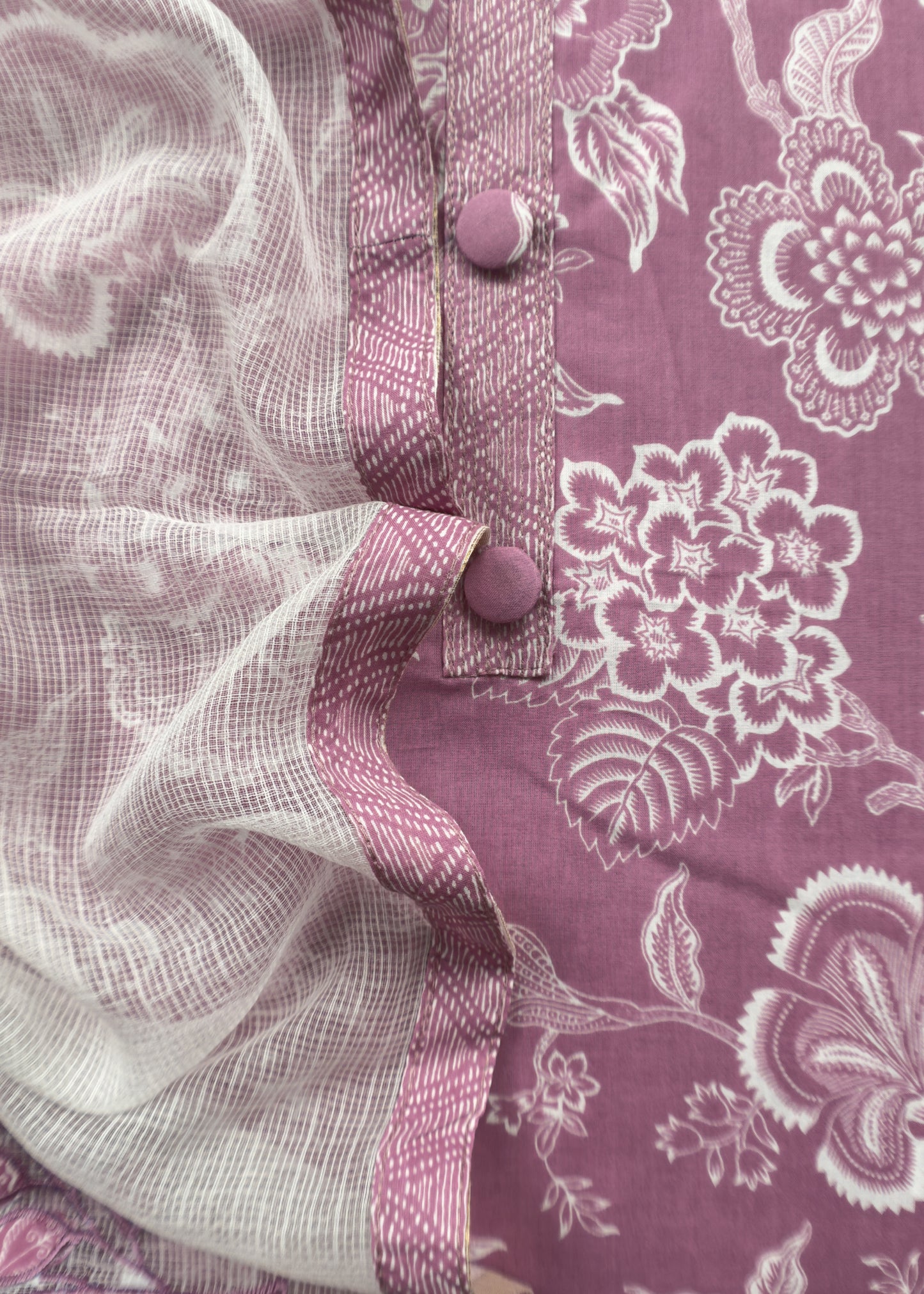 Pink Pure Cotton Suit Set With Kota Doria Dupatta nd Appliqué Work