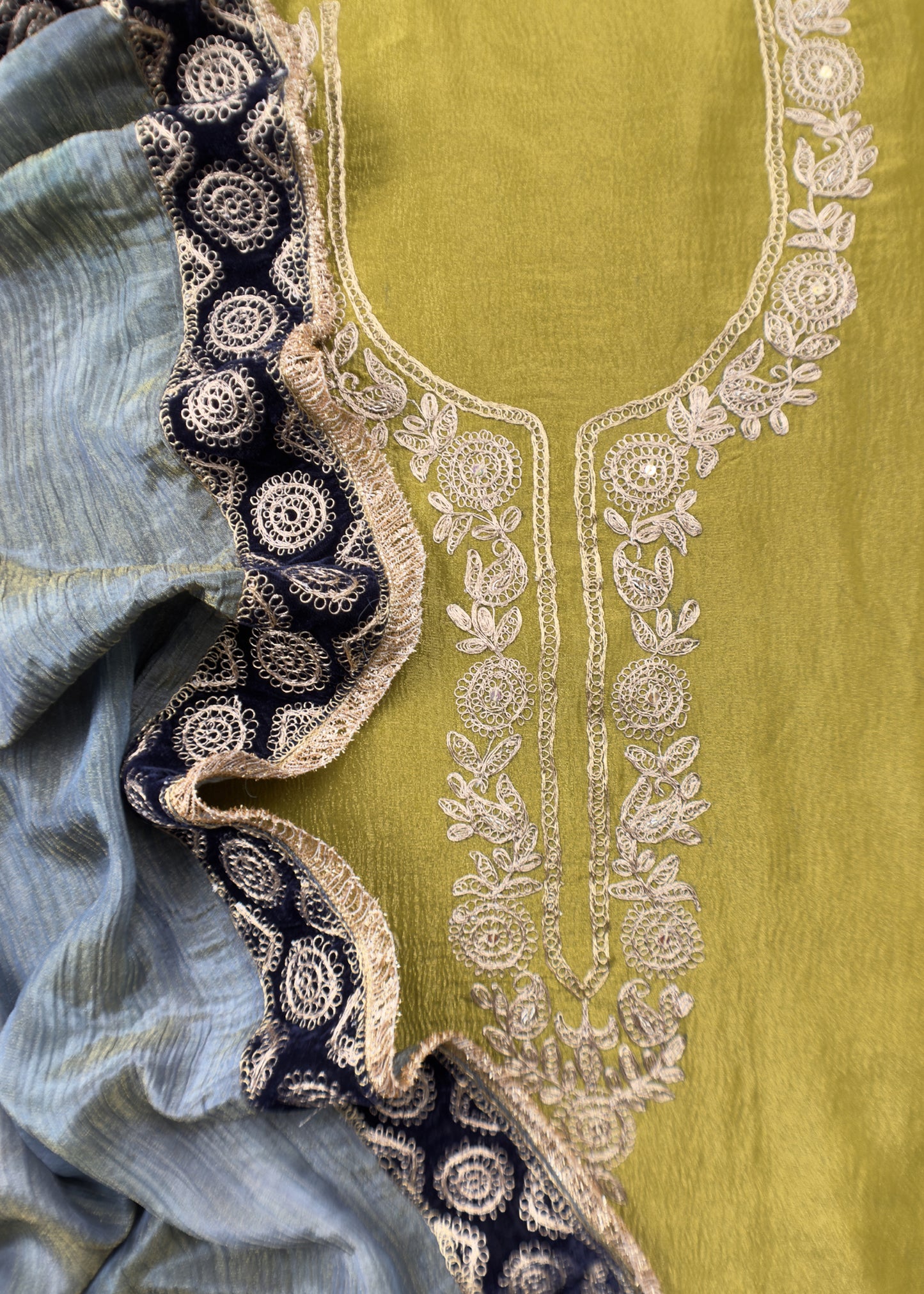 Buy wedding wear suit in tissue silk fabric