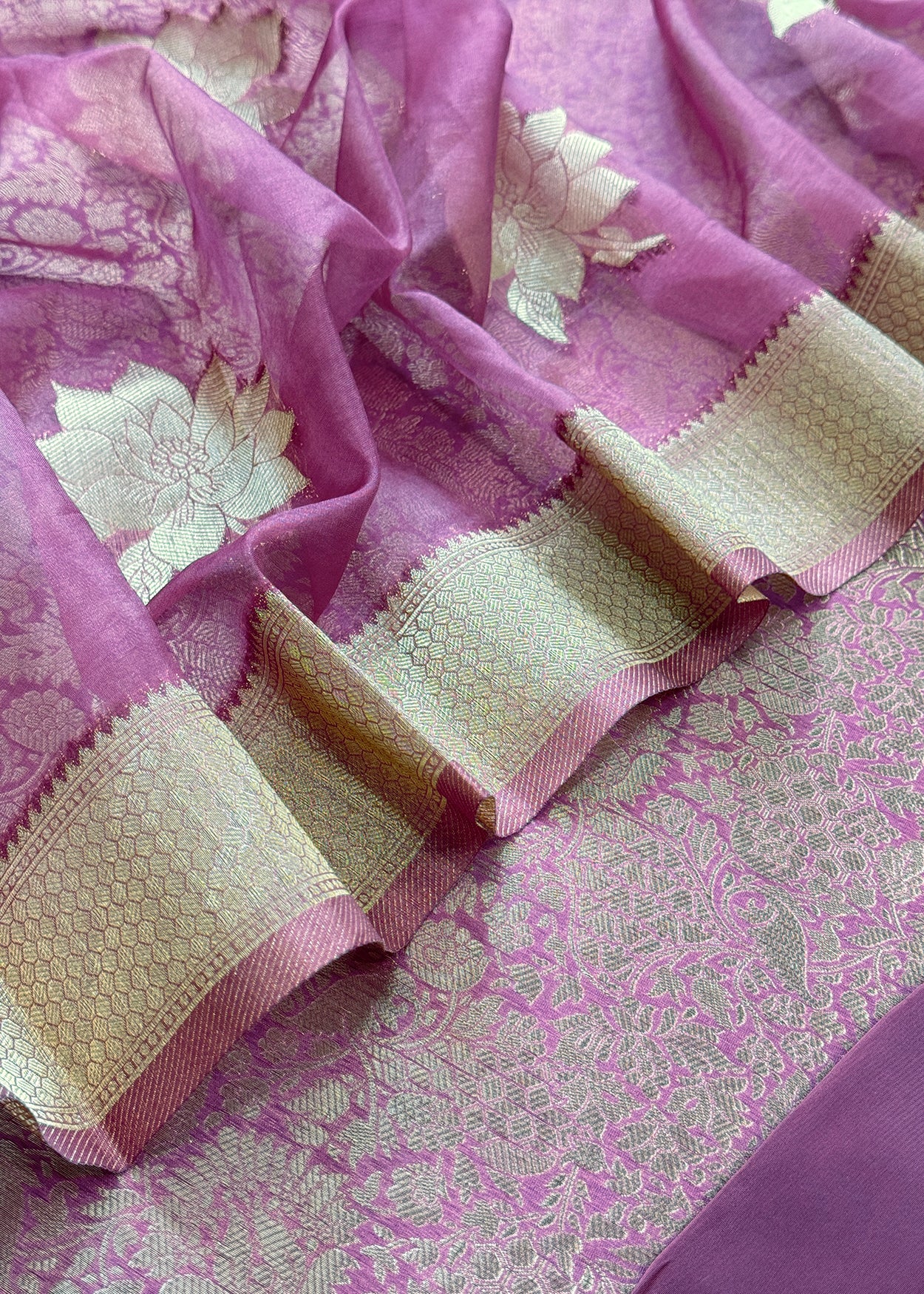 Indian Traditional Wear Brocade Organza Fabric