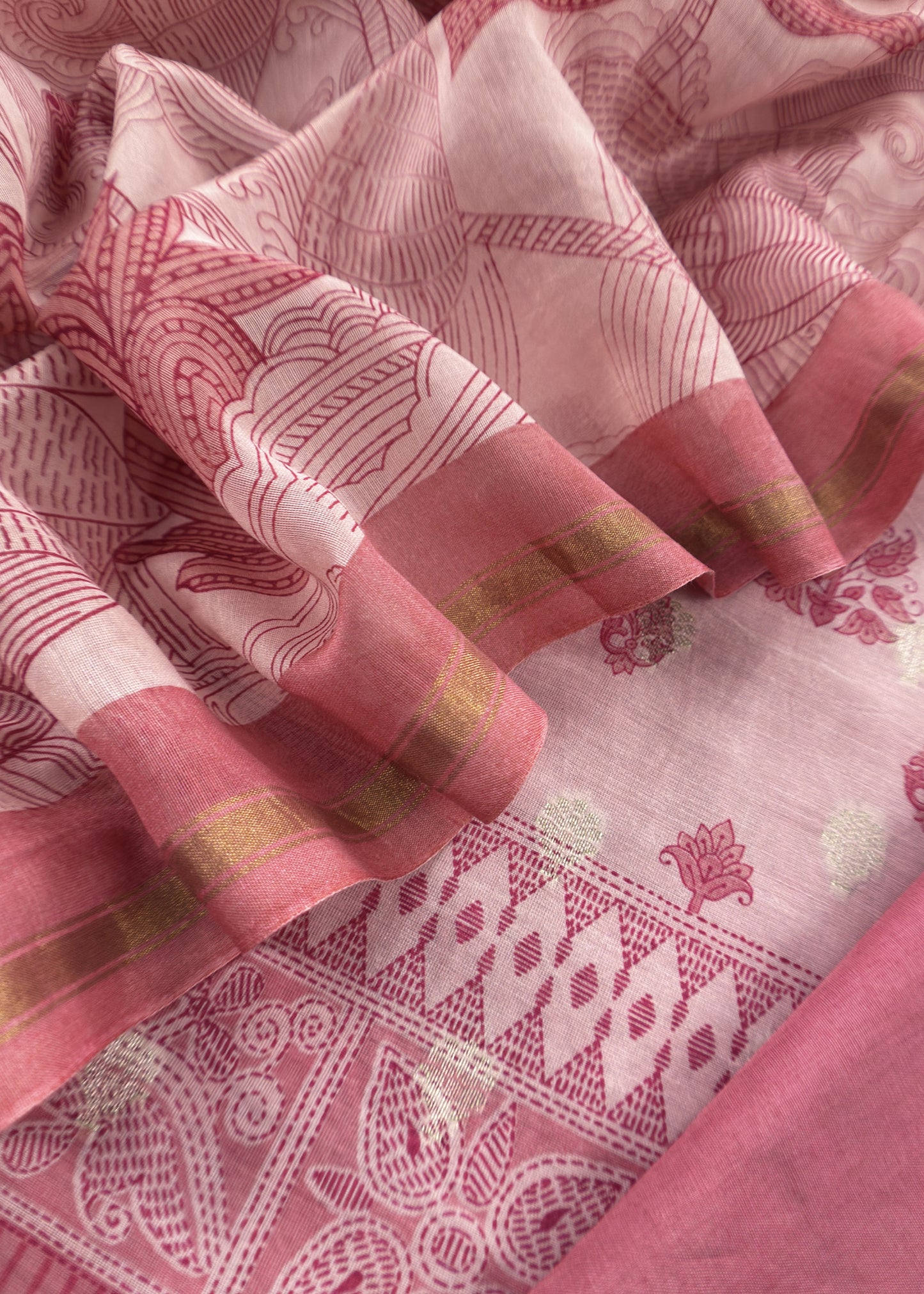 Pure Maheshwari With Traditional Hand Block Print