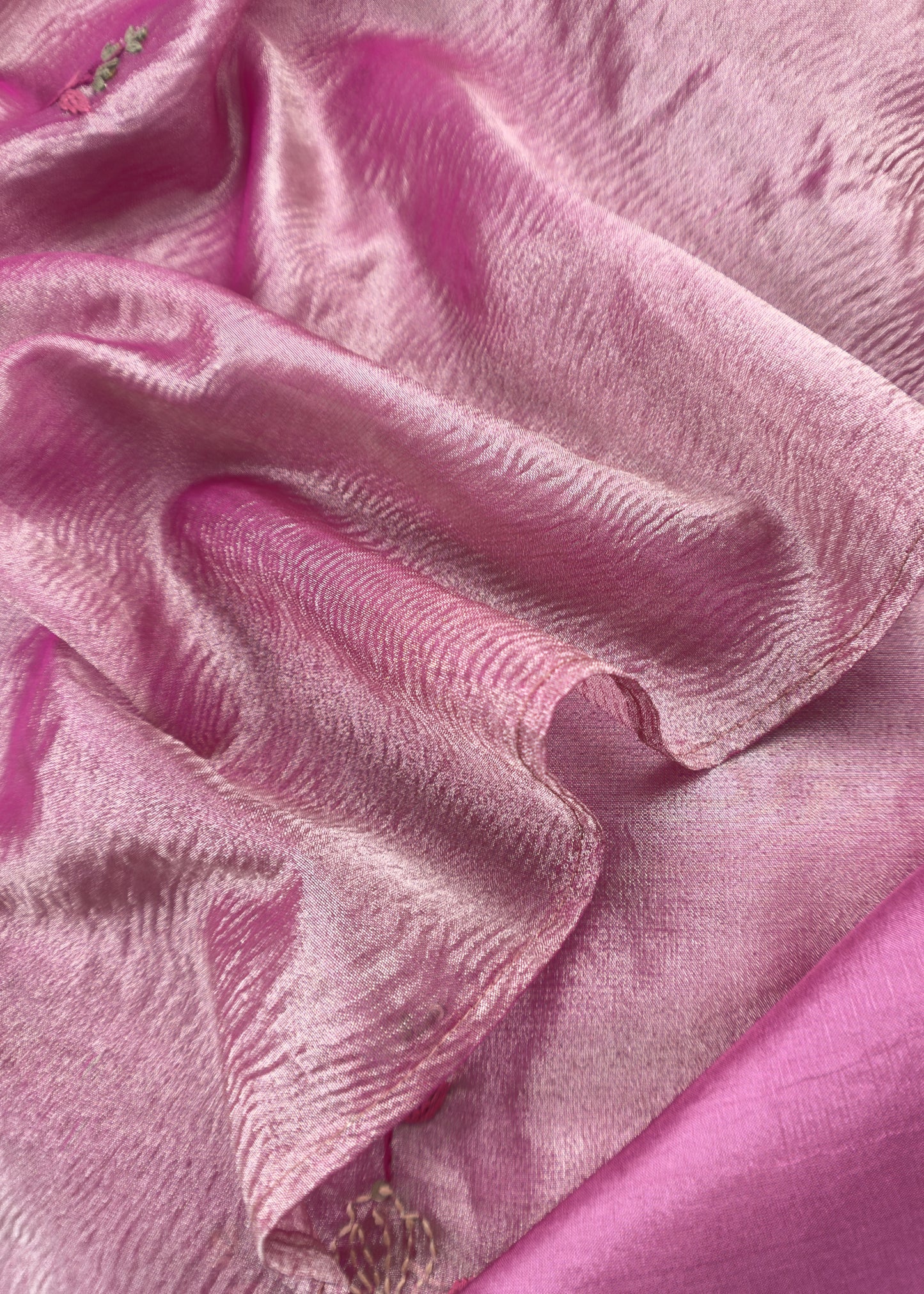 Purple Tissue Silk Suit With Thread Embroidery And Patch Work