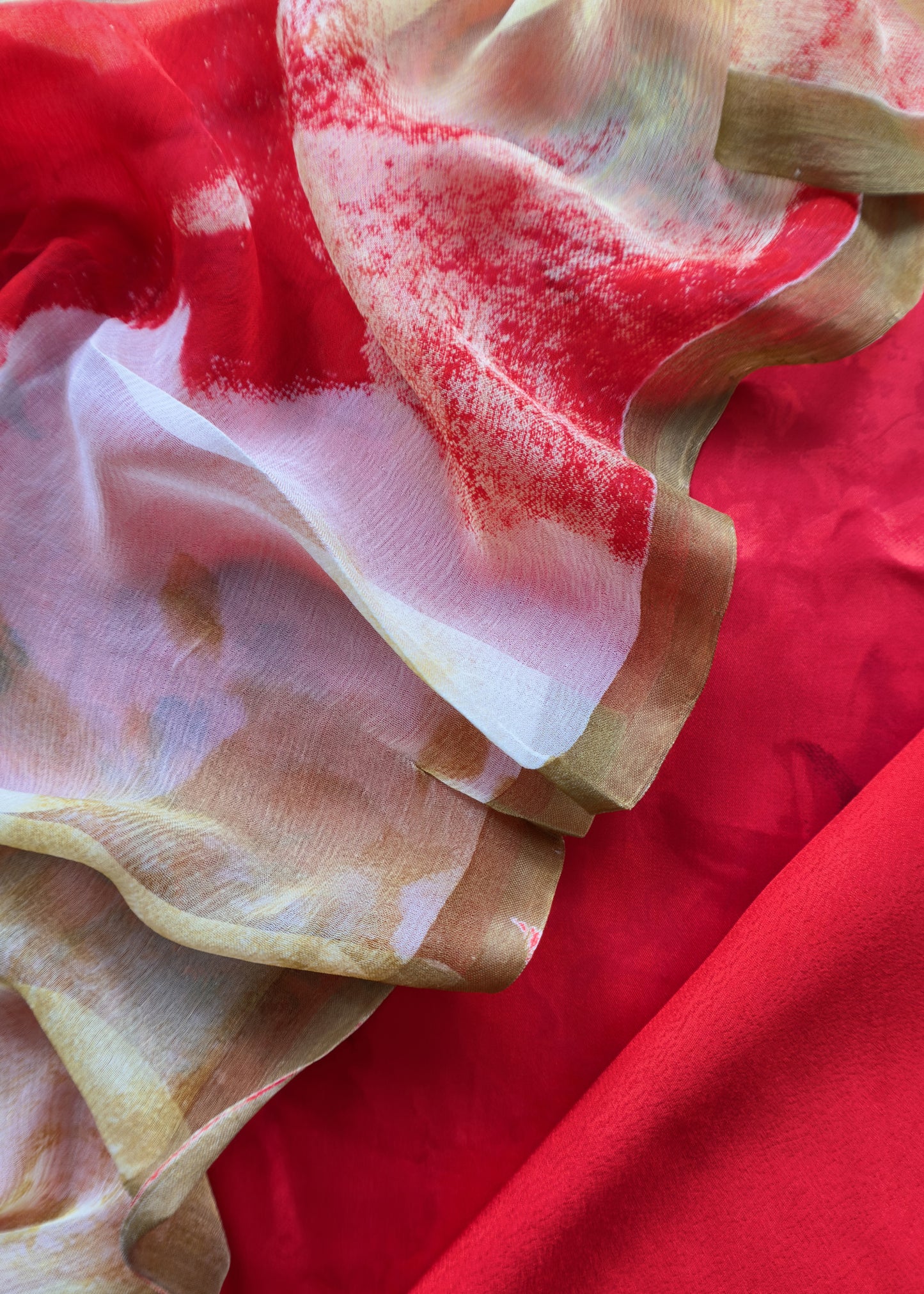 Red Pure Crepe Digital Print Unstitched Salwar Kameez