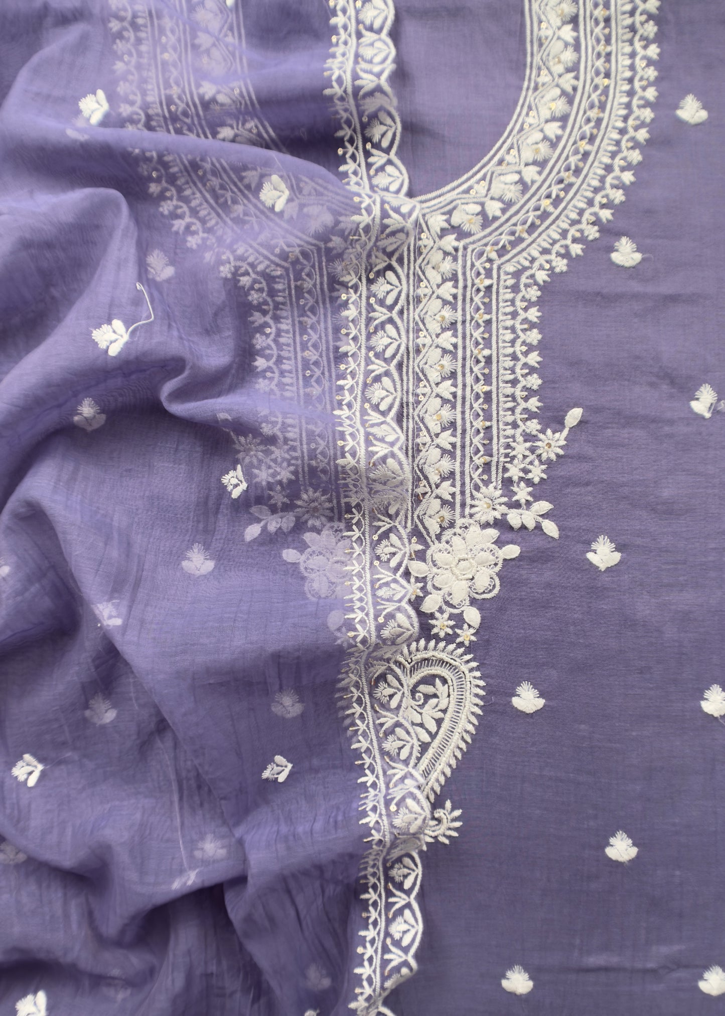 Purple Mul Cotton Suit In Lakhnavi Chikankari Embroidery