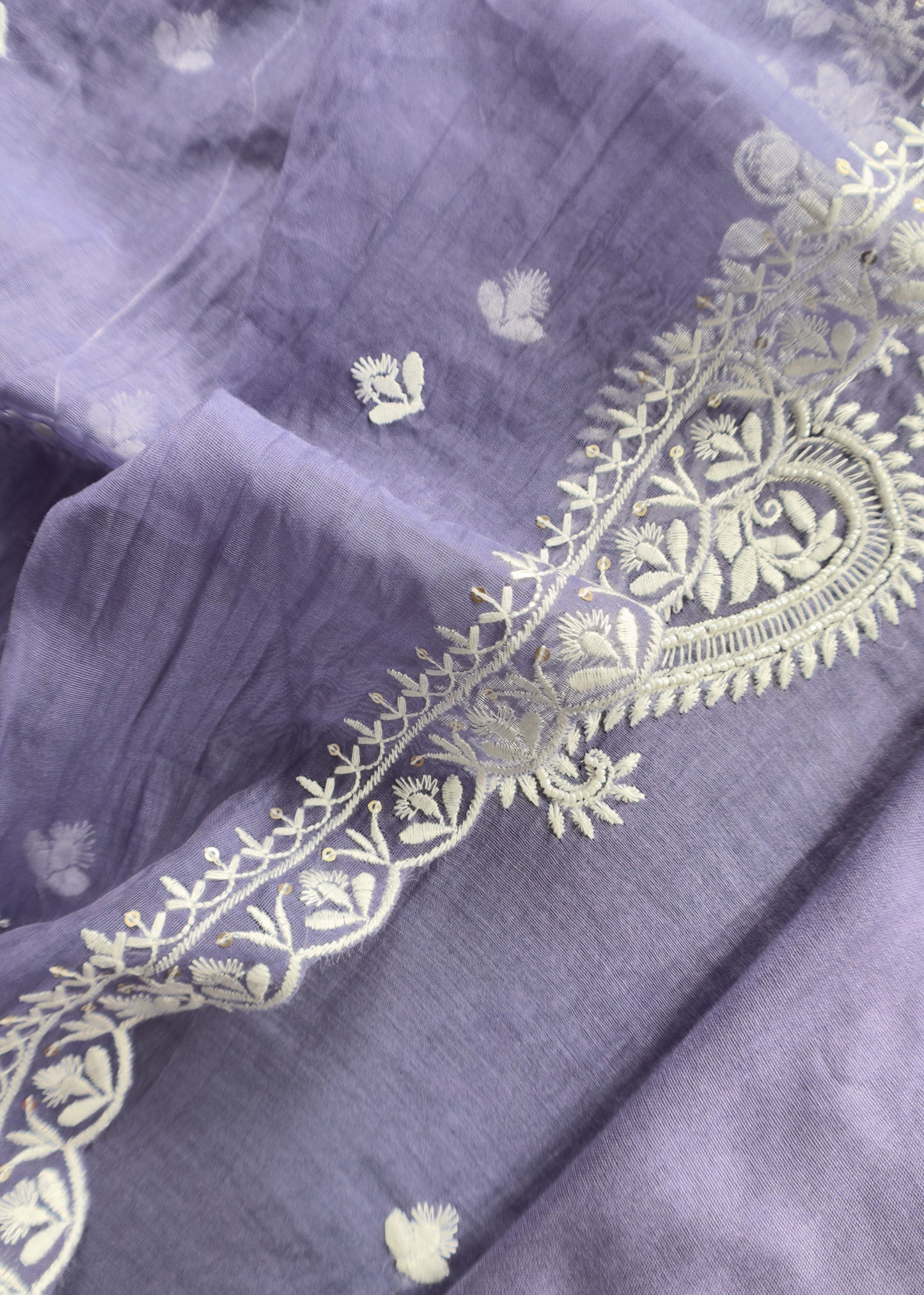 Purple Mul Cotton Suit In Lakhnavi Chikankari Embroidery