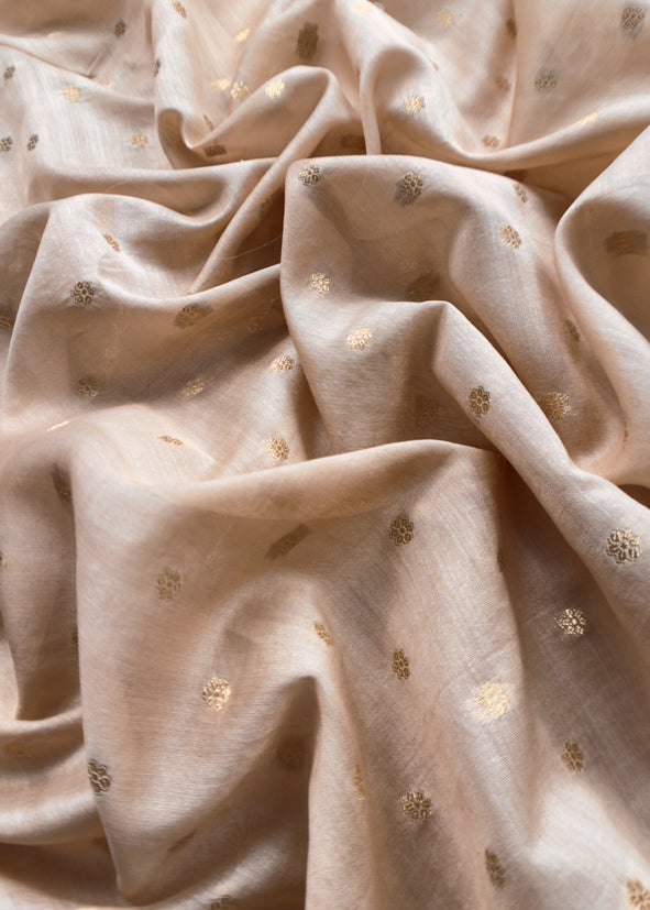 Guldasta 2025 Pear Beige Silk Suit with gold weaving