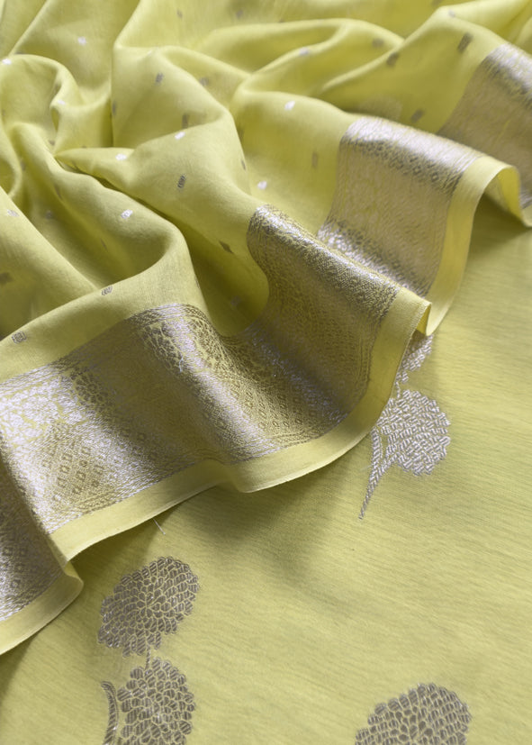 Apple Green Blue Pure Silk Suit with silver peonies weaving