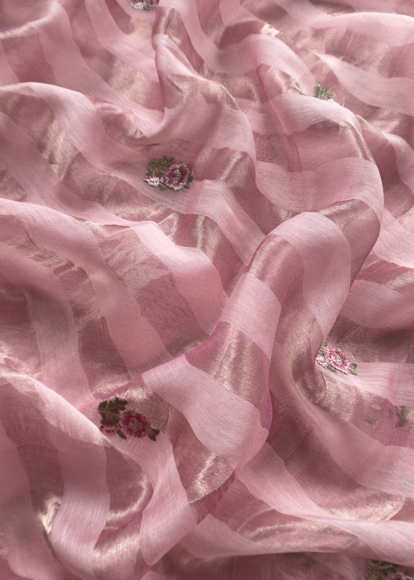 Pink Handloom Mul Suit With Peacock Resham Bharwa Embroidery
