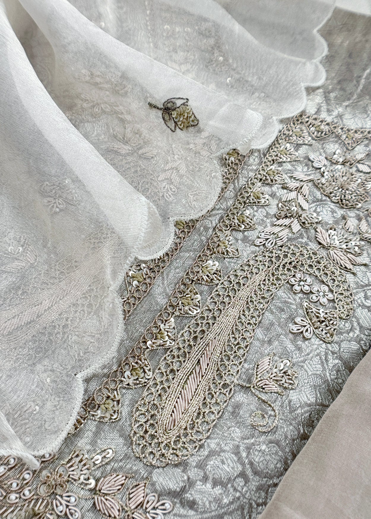 Bridesmaid Edit Brocade Varanasi Tissue Silk Suit Fabric With Handwork