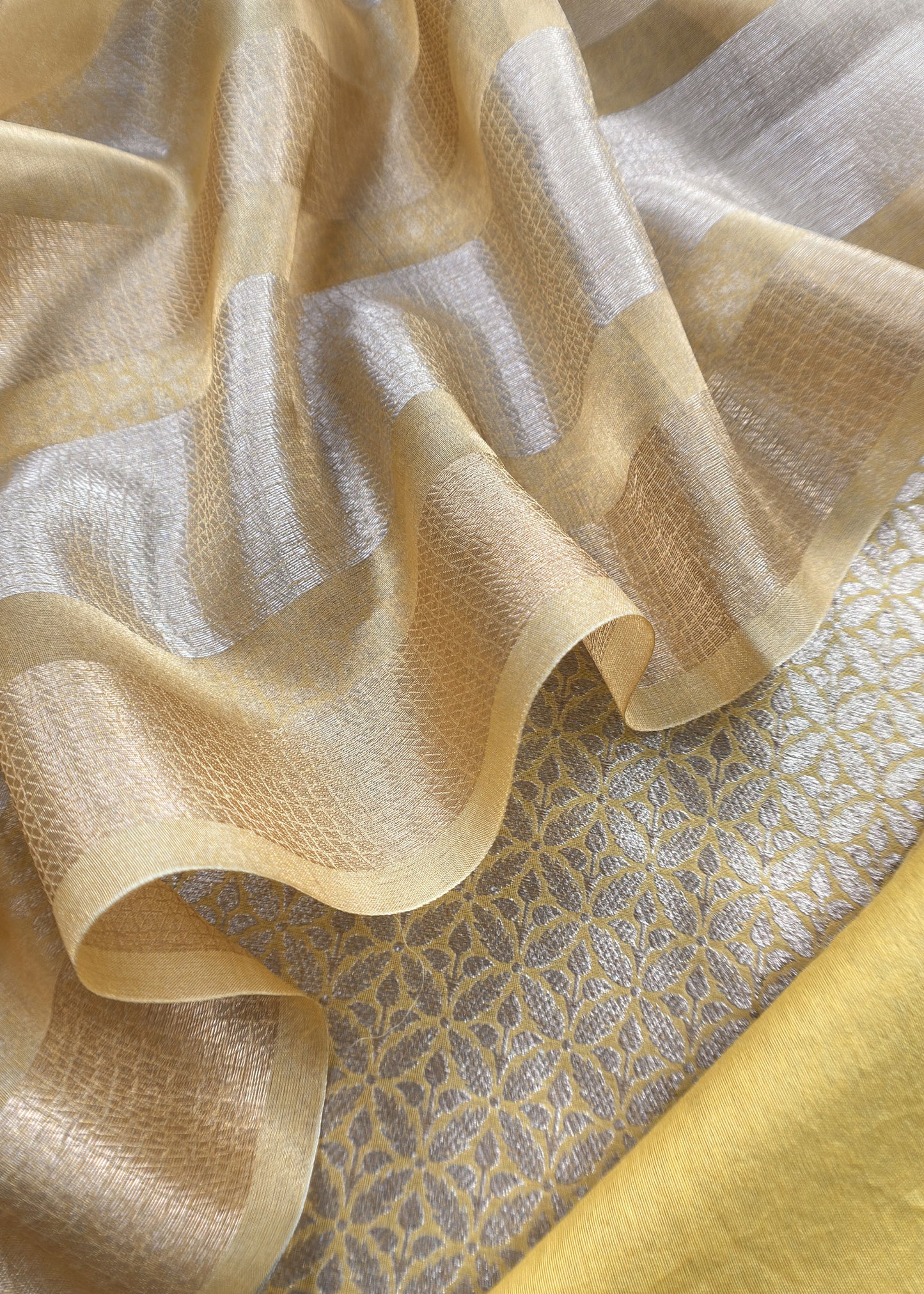 Mustard Ochre Designer Pure Brocade Silk kurta And Tissue Silk Dupatta