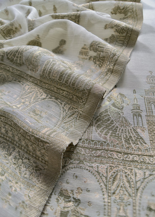 Light Pista Green Pure Cotton Silk Suit With Zari weaving