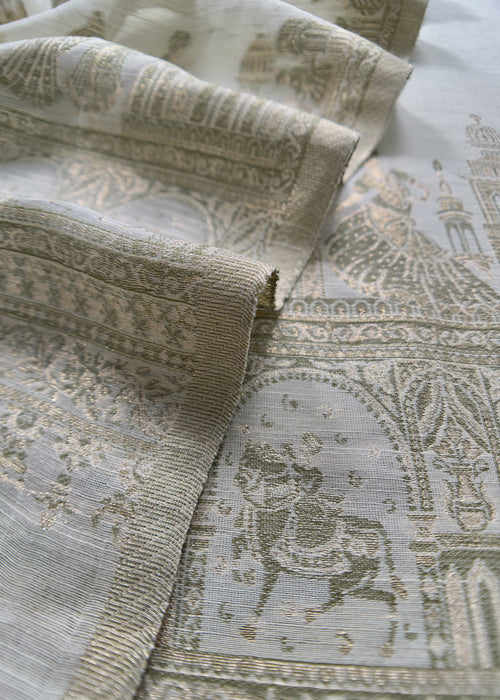Light Pista Green Pure Cotton Silk Suit With Zari weaving