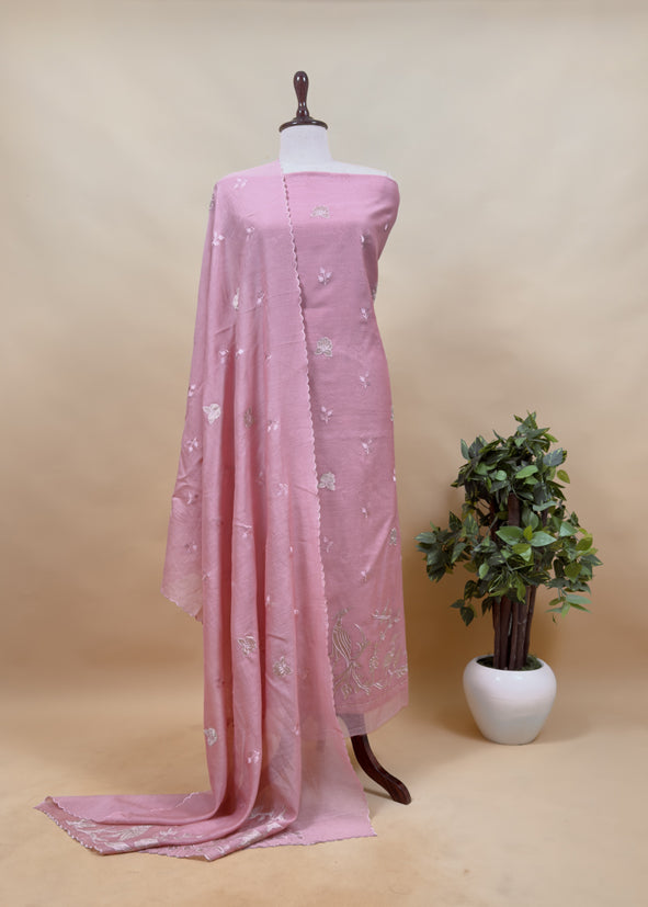 Light Brown Presenting Our Pure Mul Cotton Unstitched Dupatta Suit With Tissue Appliqué Work
