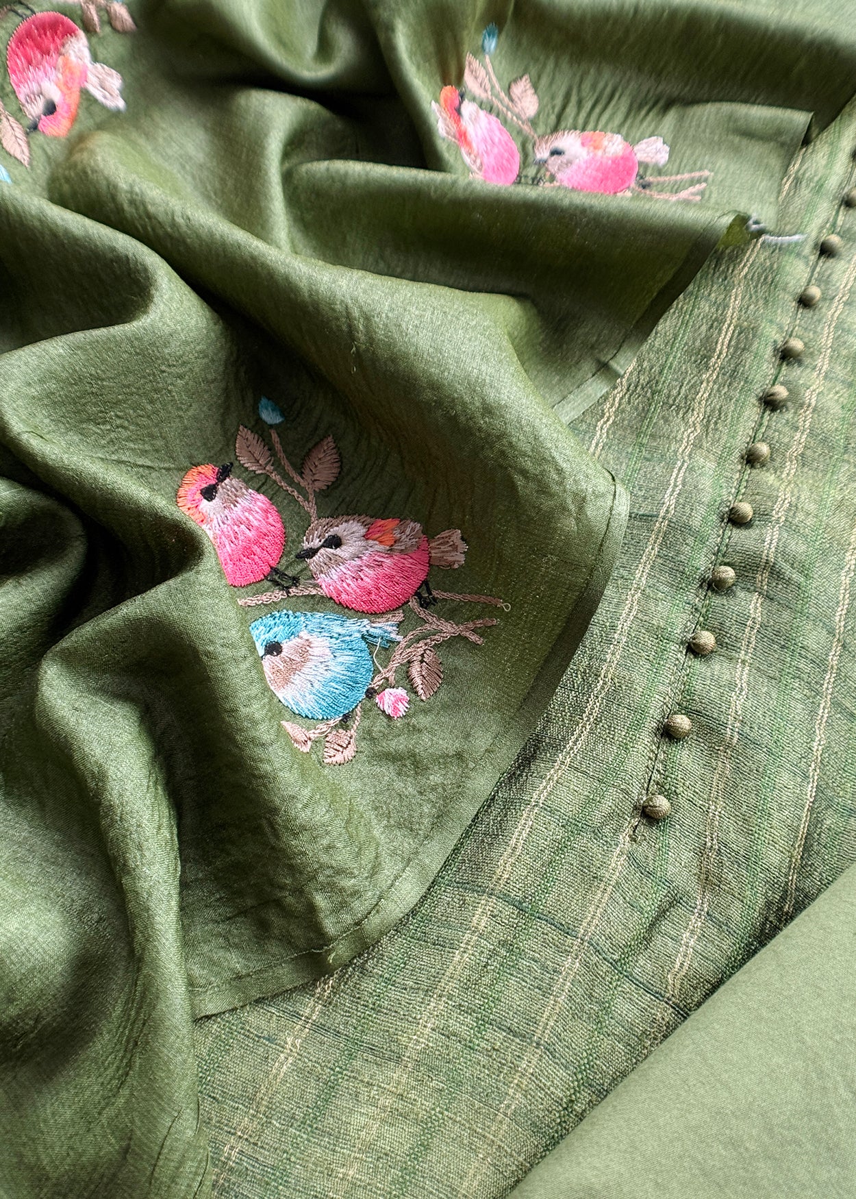 Handloom desi tussar unstitched suit fabric