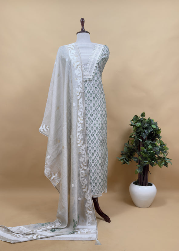 Pink Hand Block Print Pure Chanderi Kurta And Jamdani Dupatta With Crochet And Pearls