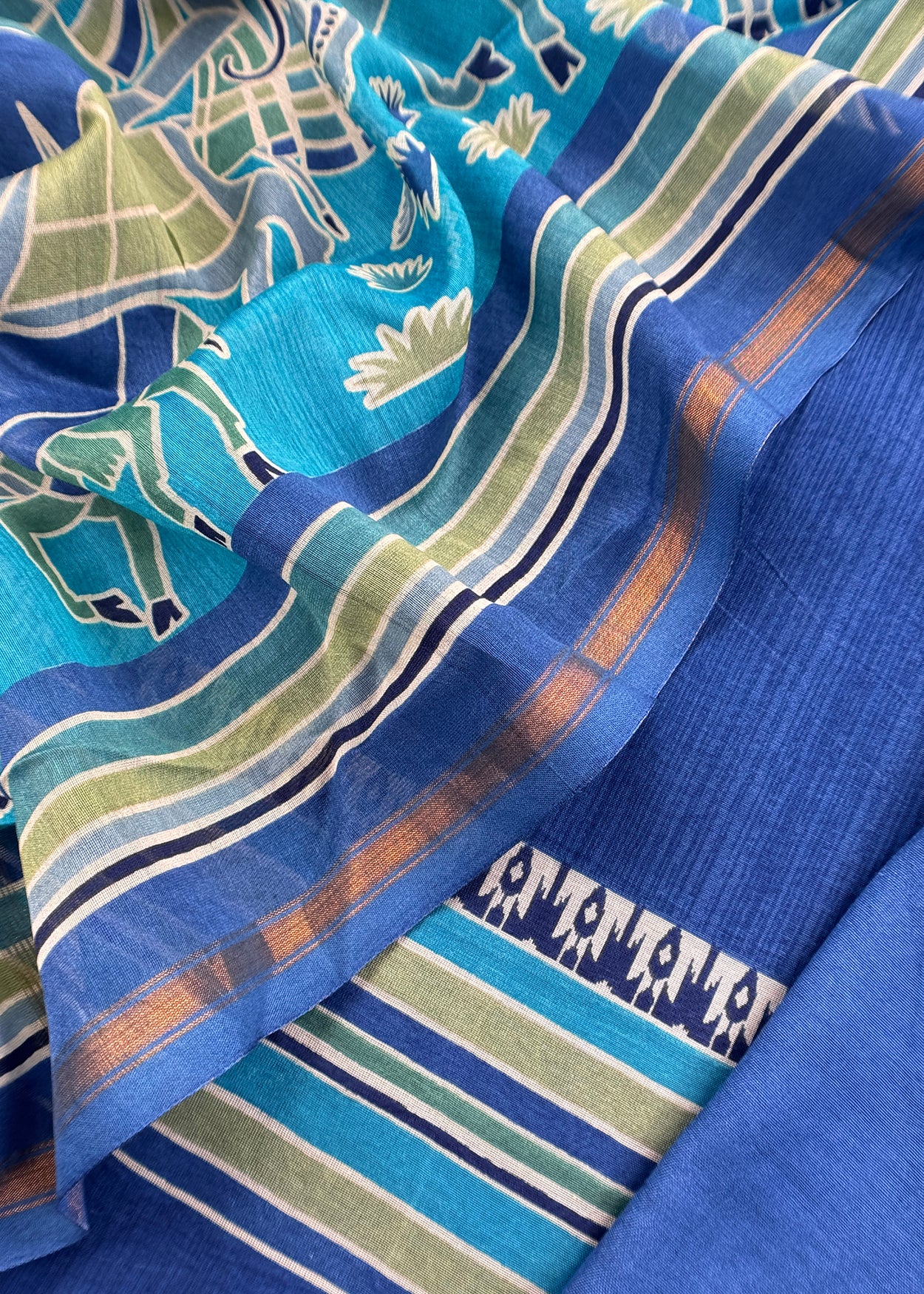 Blue Maheshwari Silk Suit With Pichwai Dupatta