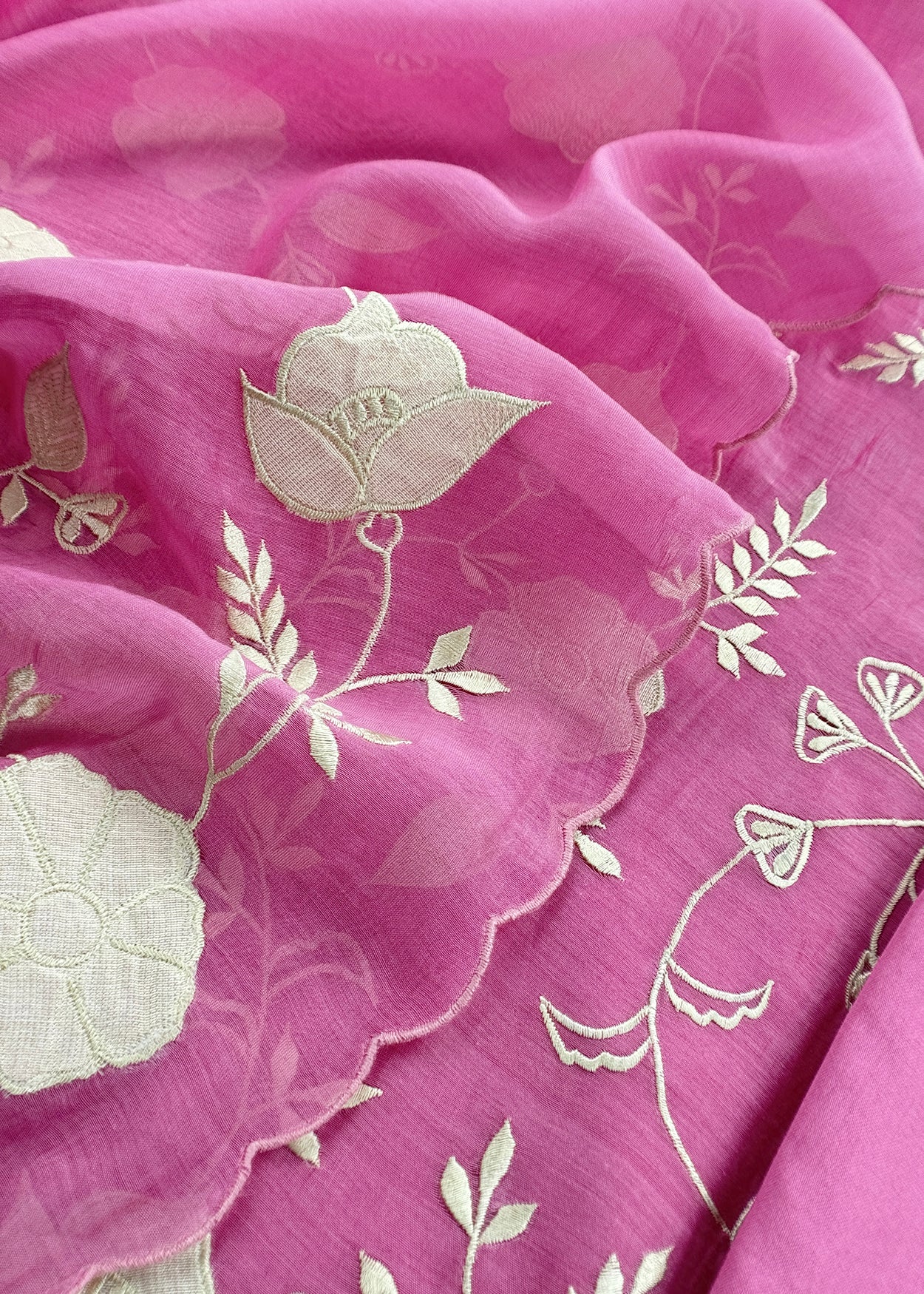 Pure mulmul suit set with appliqué work