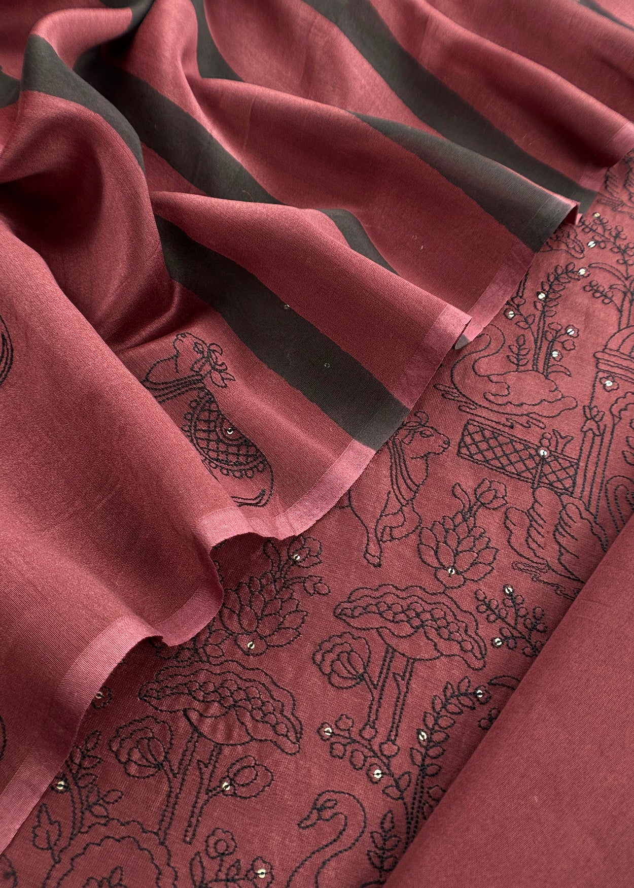 Banarasi chanderi suit with shikharghar thread embroidery