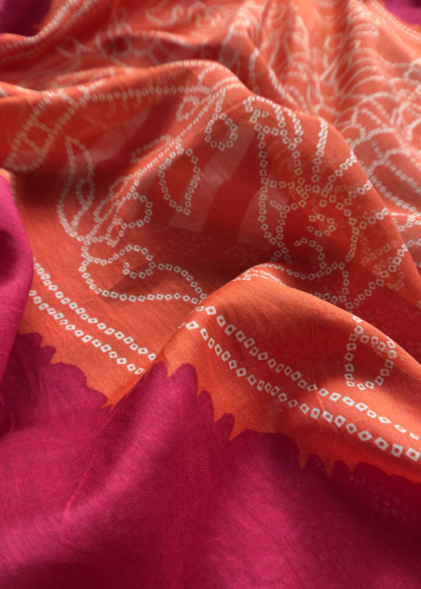 Pink Maheshwari Silk Suit With Traditional Bandhej Patola Print Dupatta