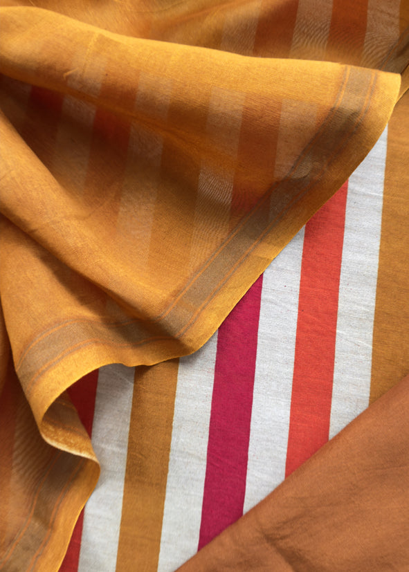 Bronze Orange Maheshwari Silk Suit With Traditional Bandhej Patola Print Dupatta