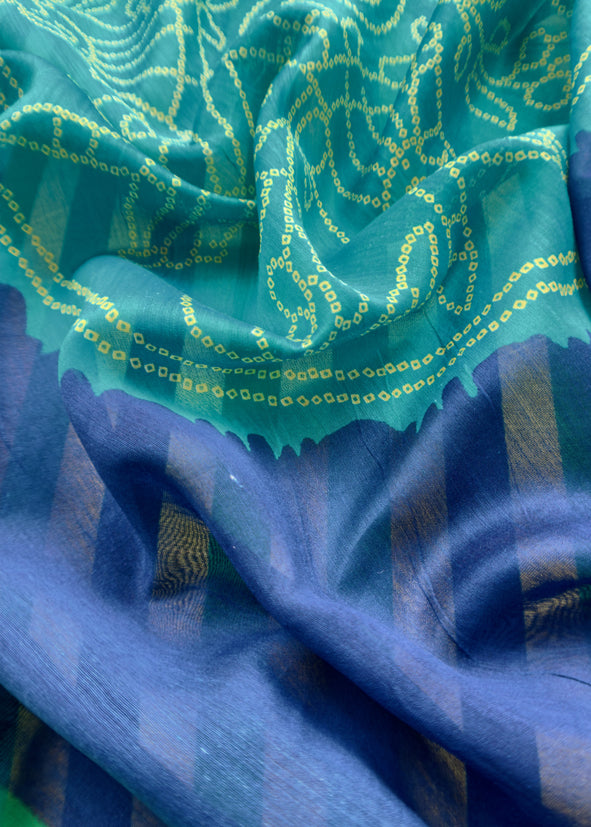 Royal Blue Maheshwari Silk Suit With Traditional Bandhej Patola Print Dupatta