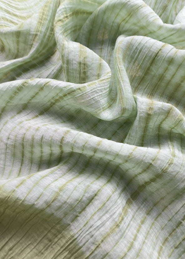 Sage Green Banarasi Chanderi Handloom Suit Set With Shibori Dupatta