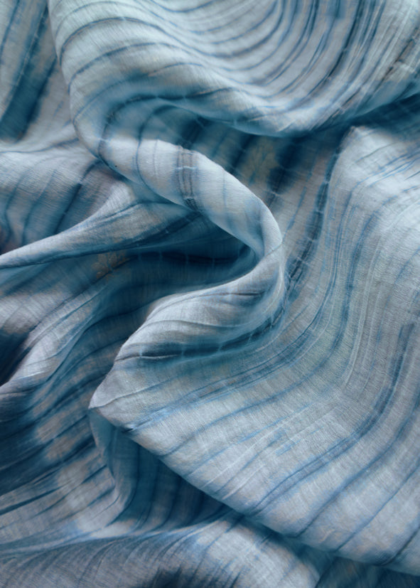Blue Banarasi Chanderi Handloom Suit Set With Shibori Dupatta