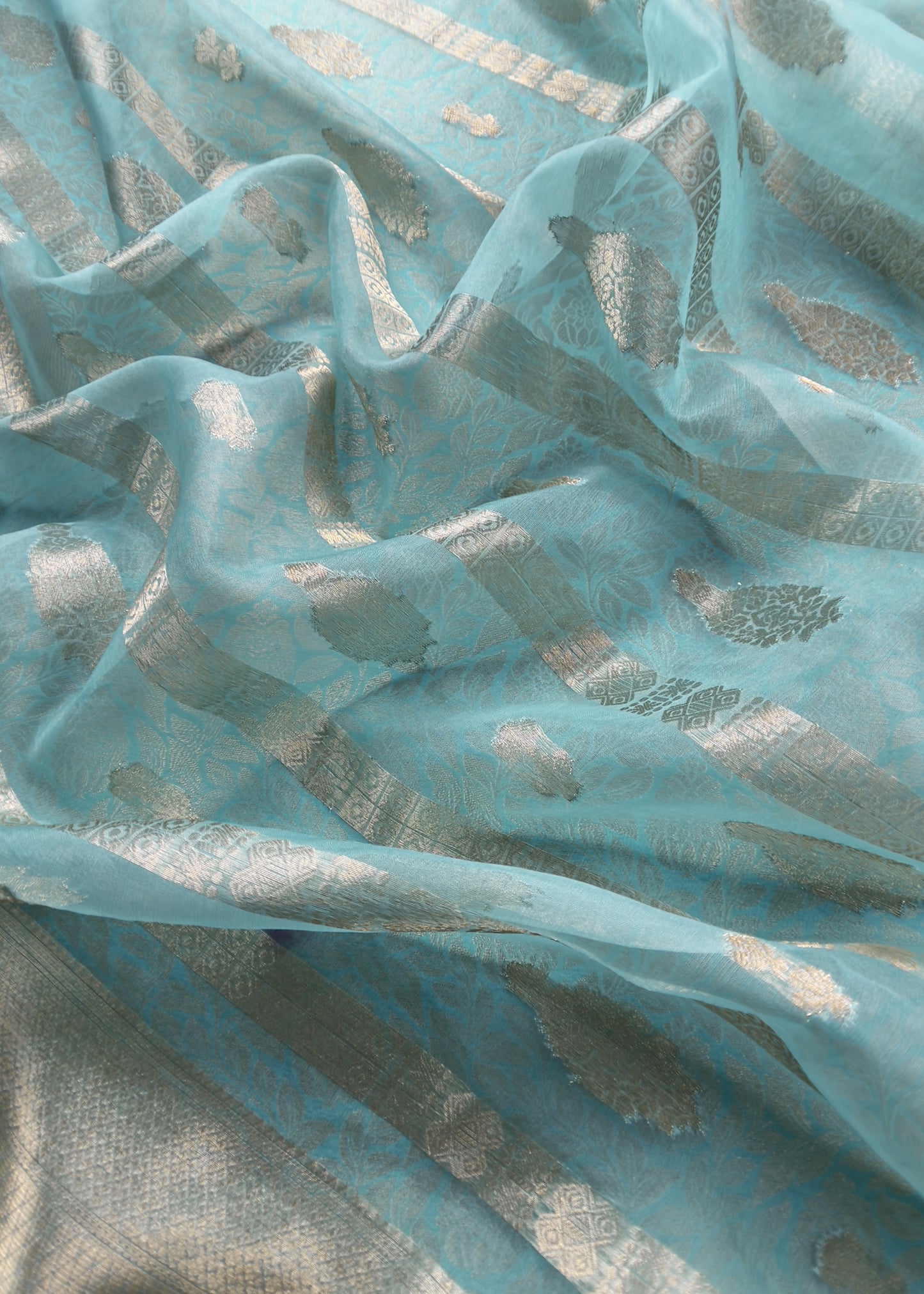 Indian Traditional Wear Brocade Organza Fabric