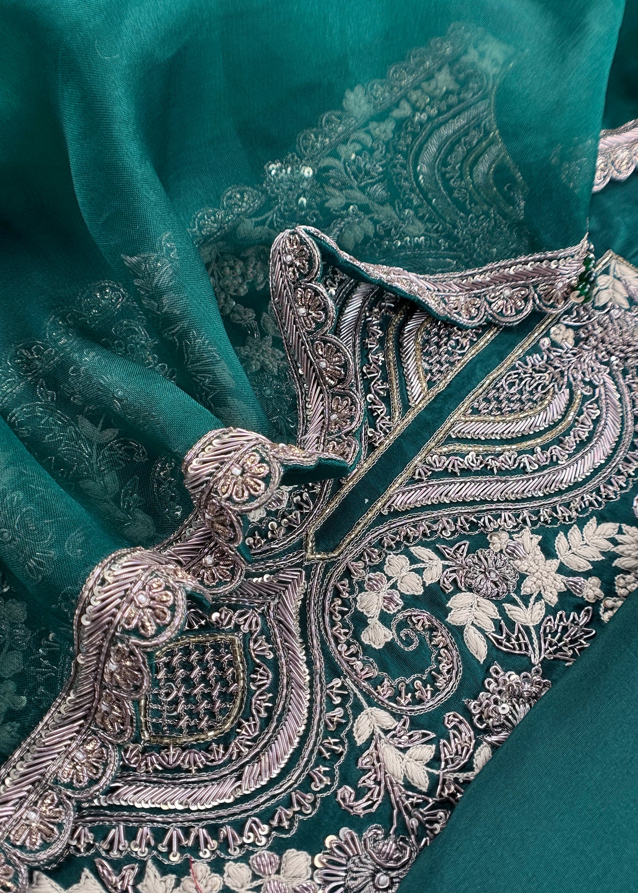 Buy raw silk suit with kora silk dupatta