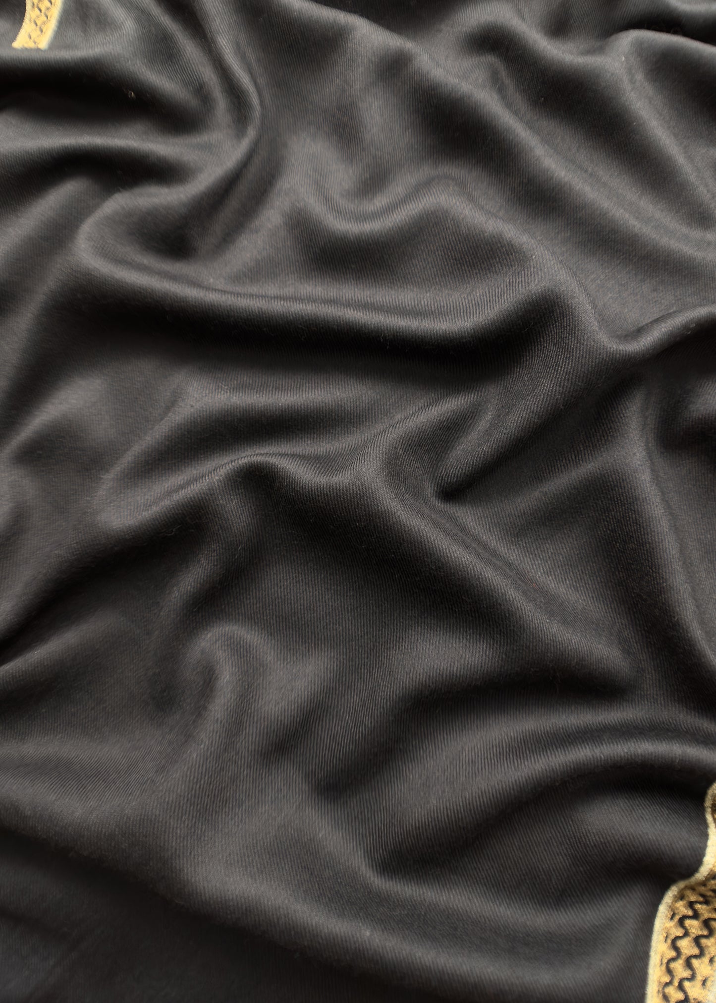 Black Unstitched Woolen Suit With Aari Zari Embroidery work