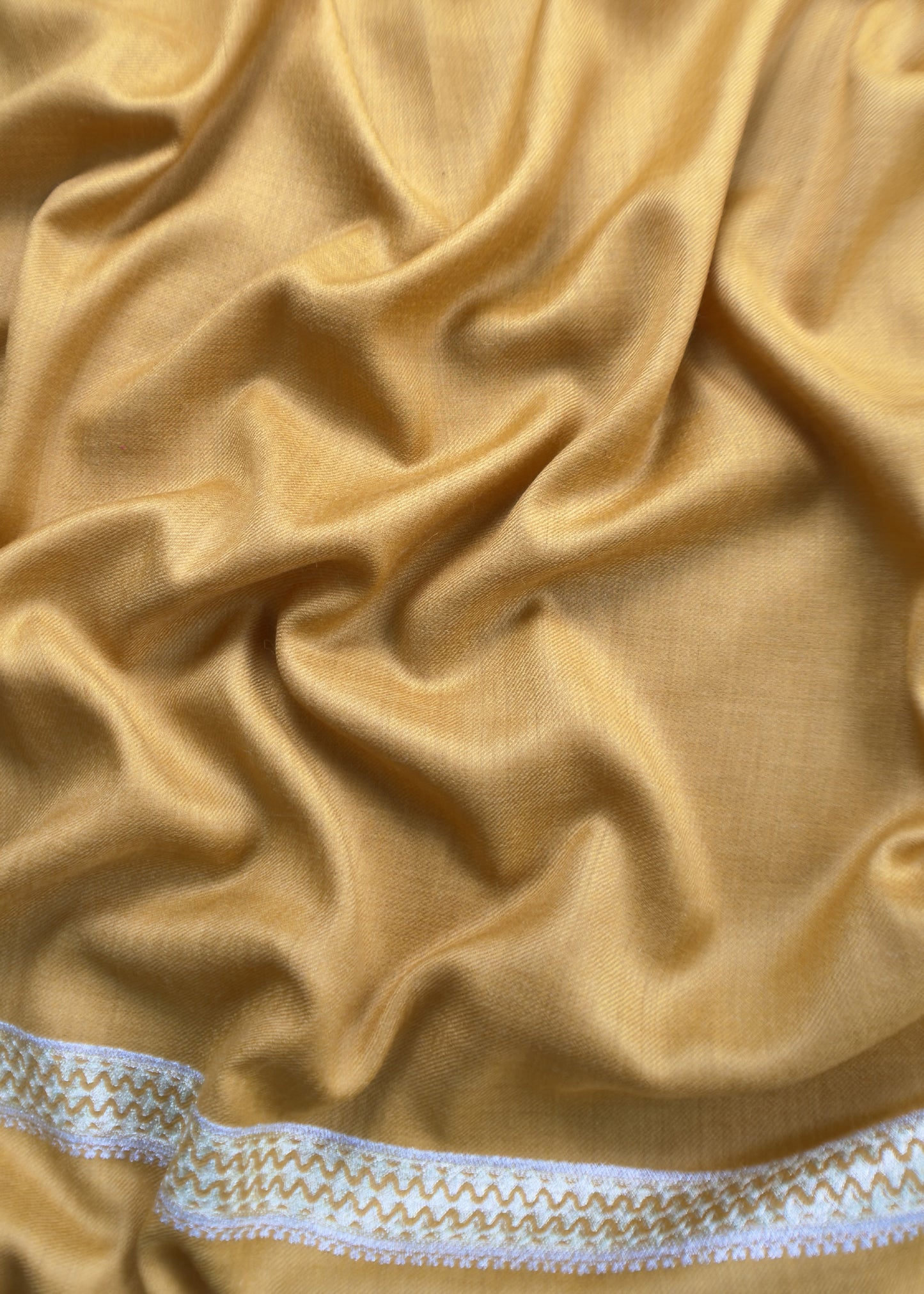 Yellow Unstitched Woolen Suit With Aari Zari Embroidery work