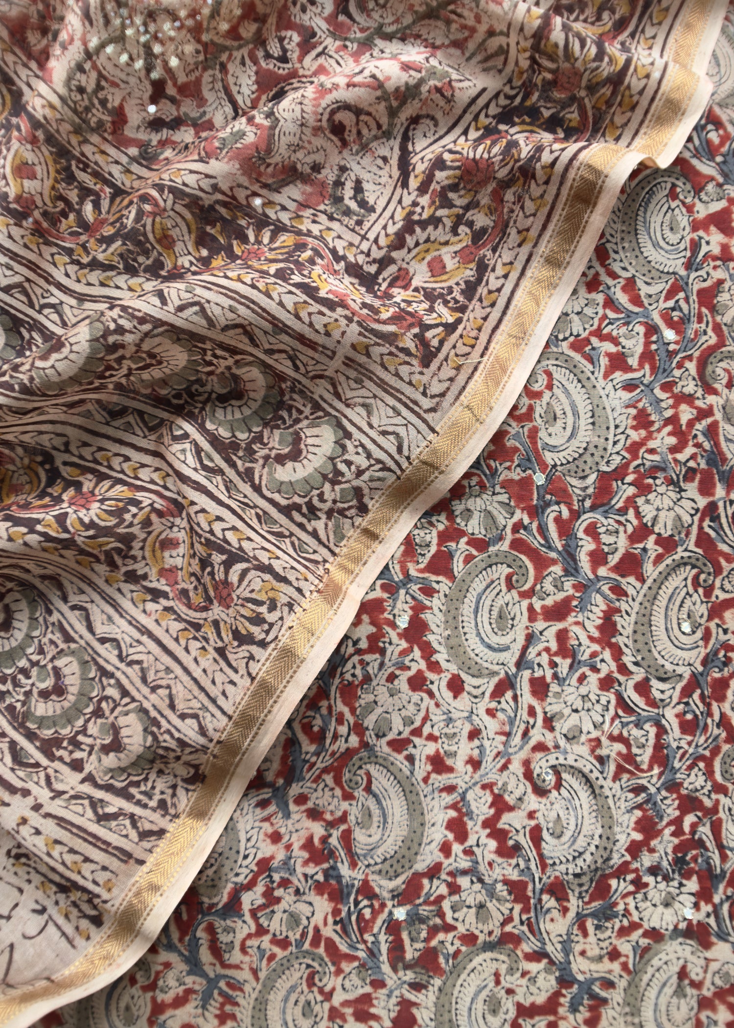Buy Ajrakh Chanderi Suits Fabric Online