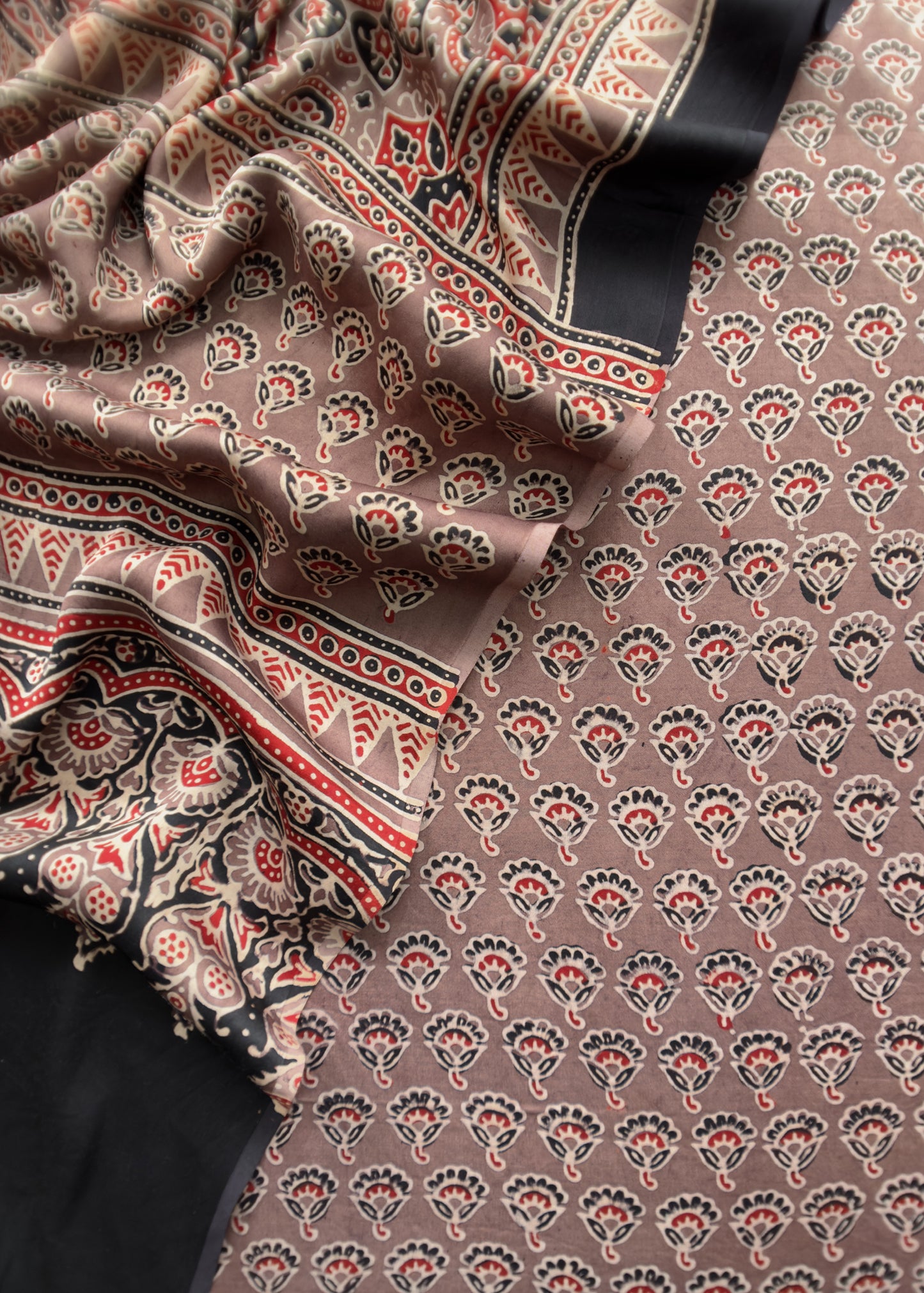 Ajrakh Hand Block Unstitched Suit In Pure Modal
