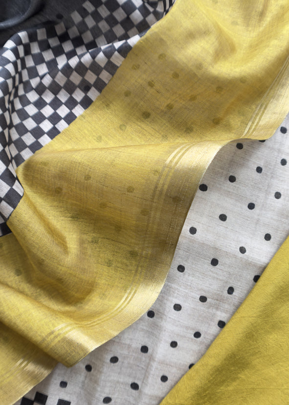 Lime Green Embroidered Tussar Suit With Digital Print