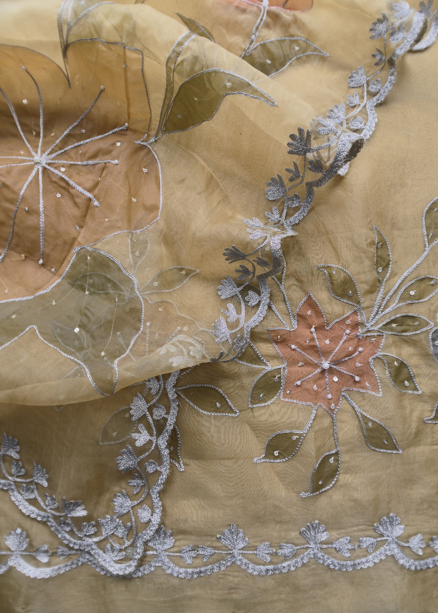 Organza unstitched suit with dupatta