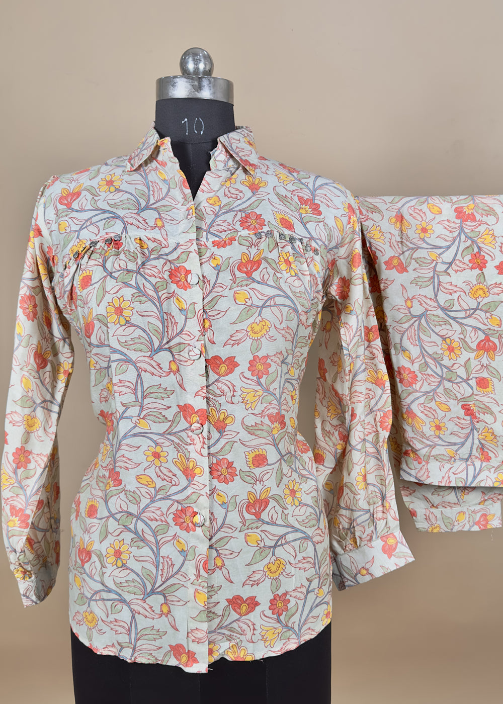 Digital Print Stitched Cord Set In Muslin