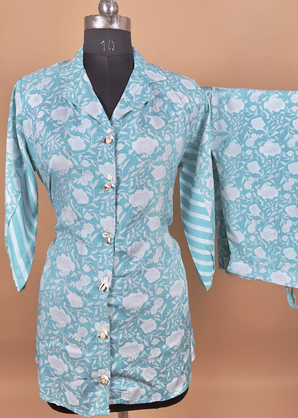 Blue Digital Print Cord-Set In Muslin Fabric