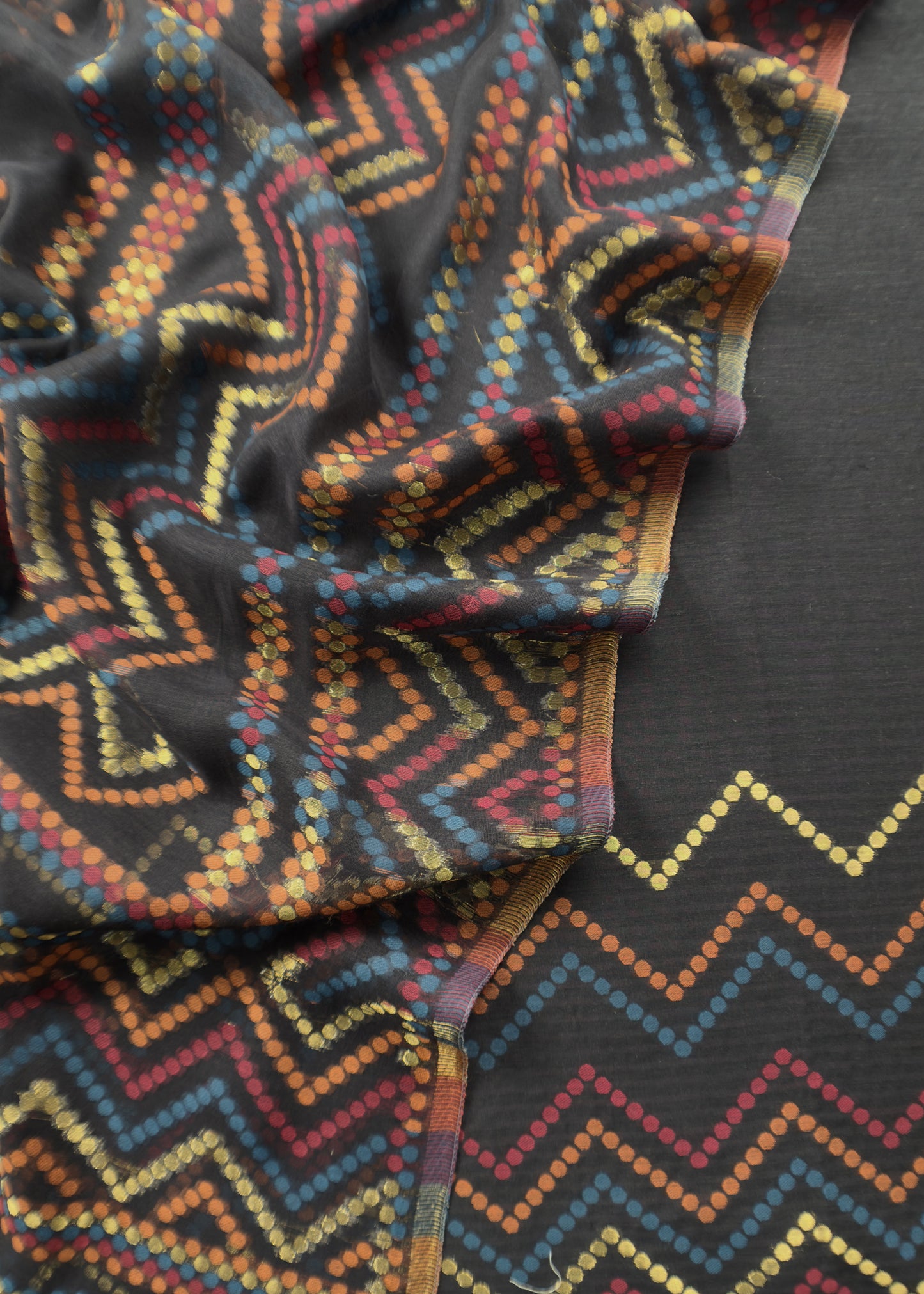 Black Handwoven Kani Silk Unstitched Suit