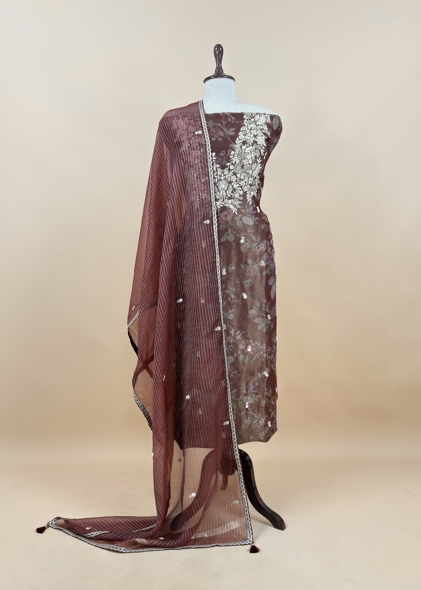 Kalasheel Luxe Green Pure Organza Suit With Zardosi And Dabka Handwork