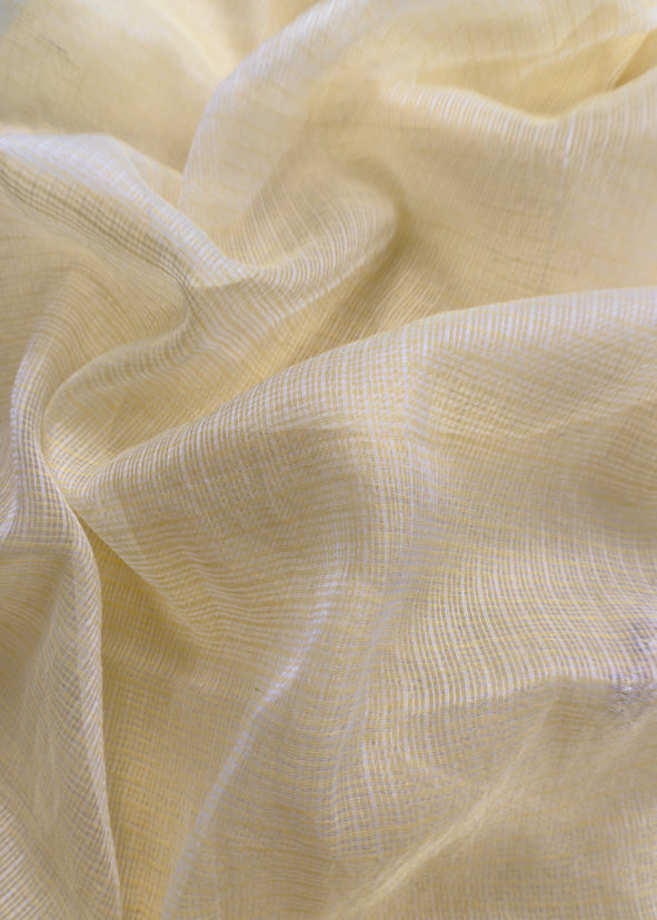 Butter Yellow Kota Doria Dupatta Suit with Pitta Work