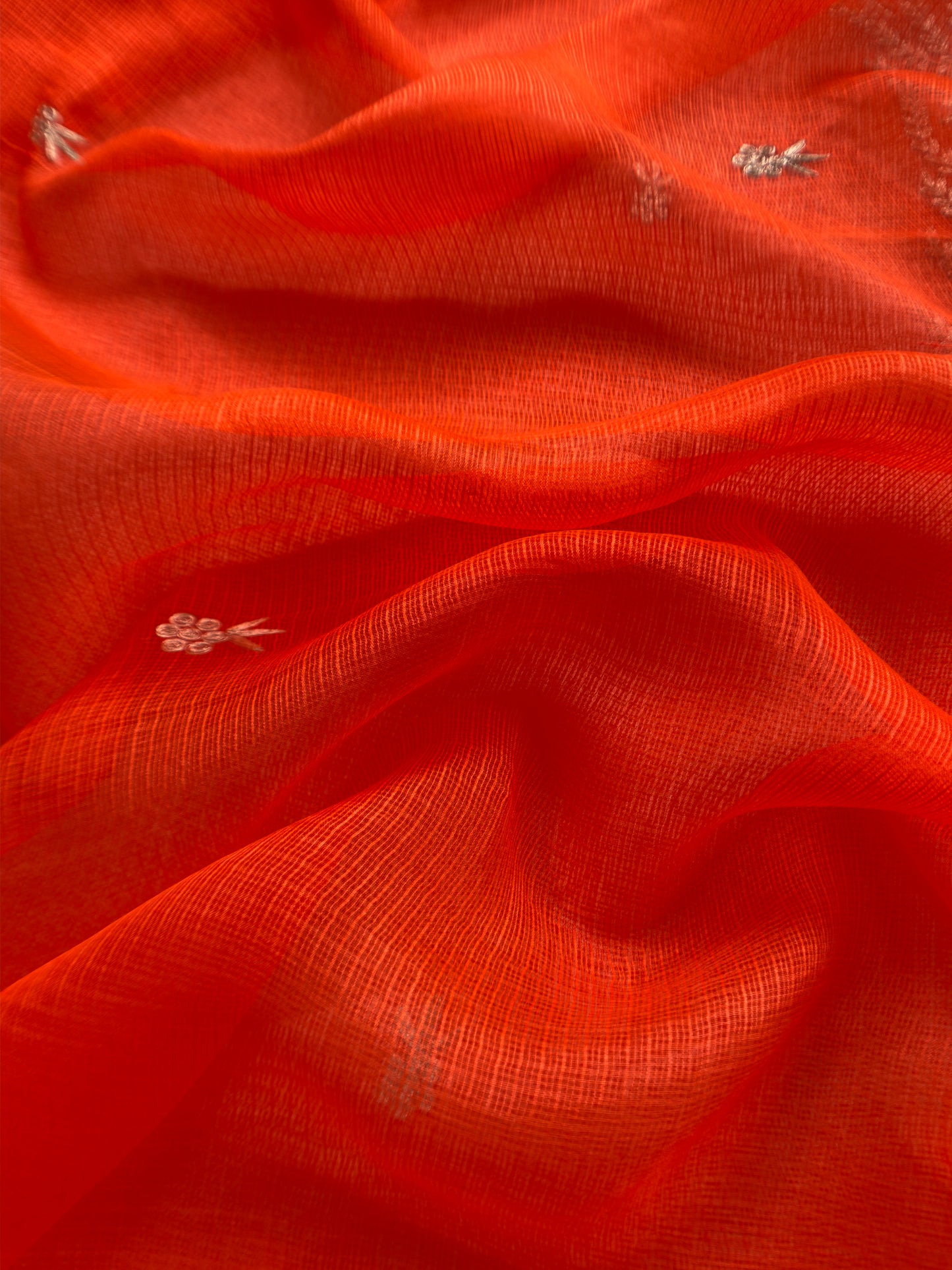 Orange Gotta Patti Embroidered Kota Doria Suit
