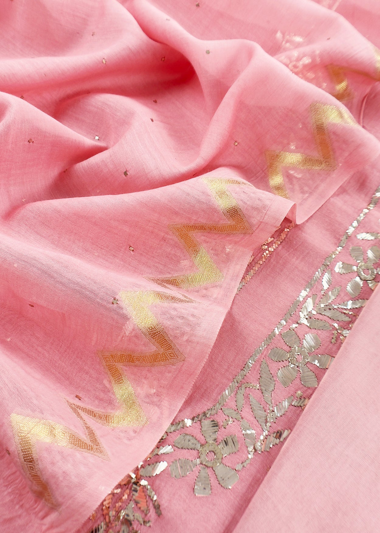 Mul cotton suit with mukaish handwork