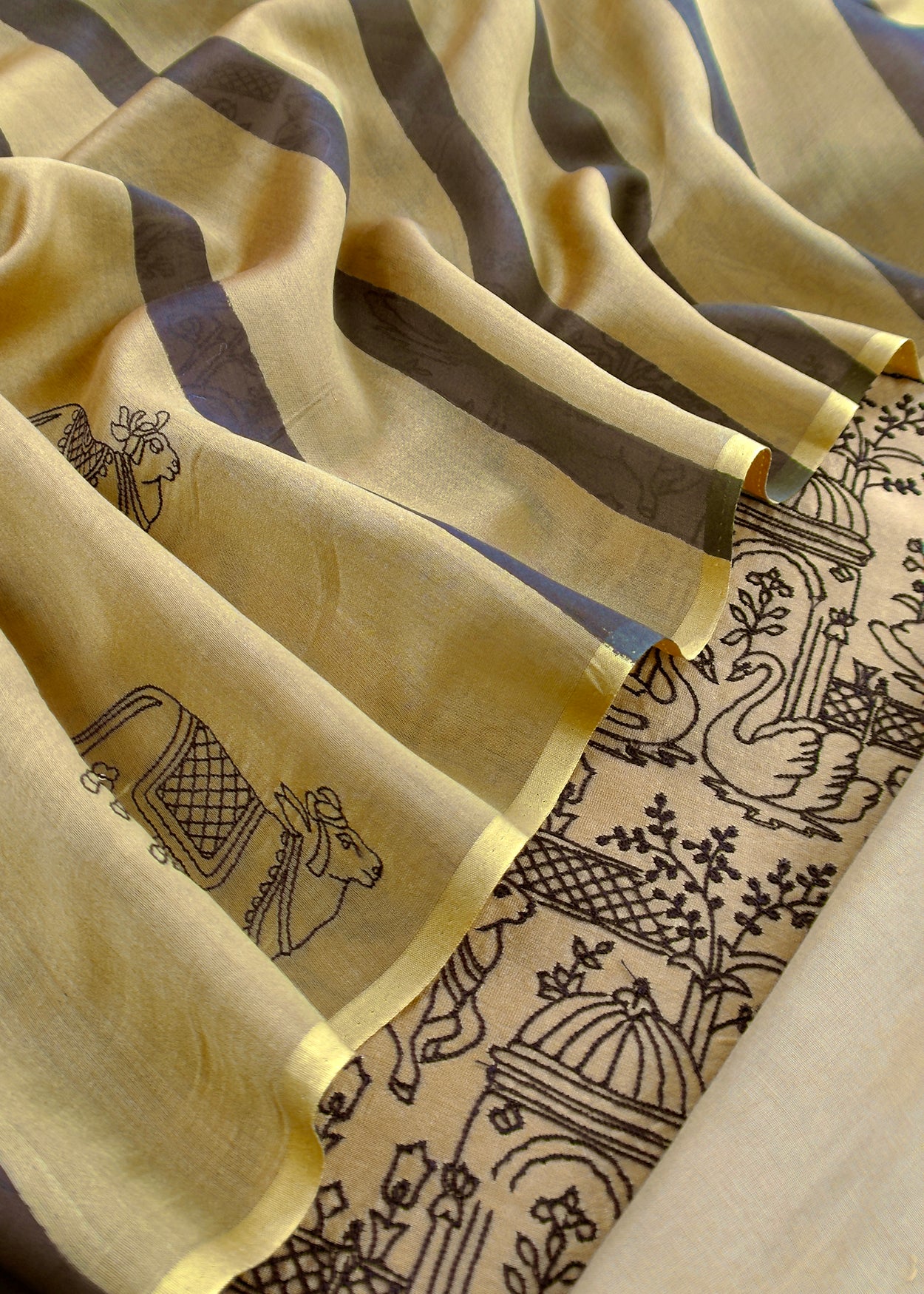 Banarasi chanderi suit with shikharghar thread embroidery