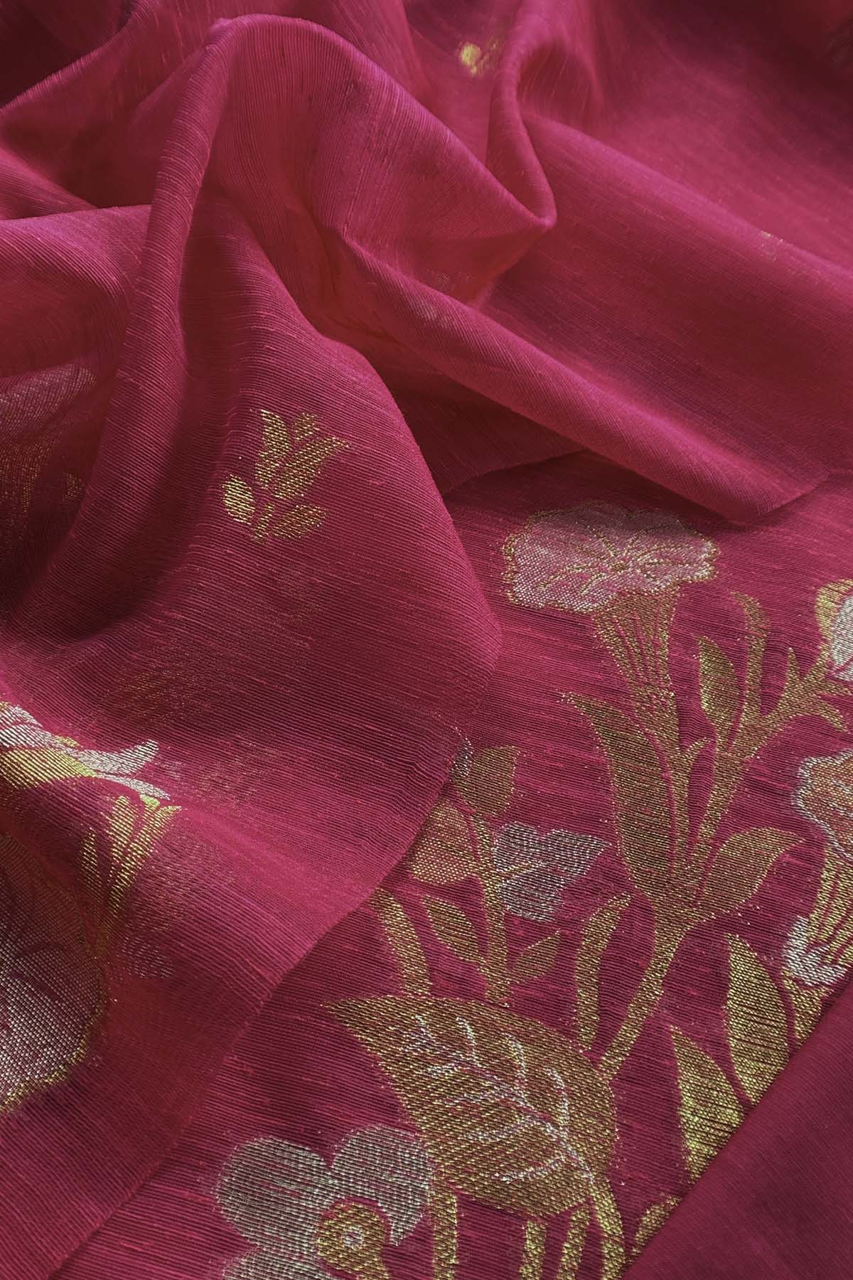 Pink Linen Chanderi Suit With Sonarupa Zari Weaving