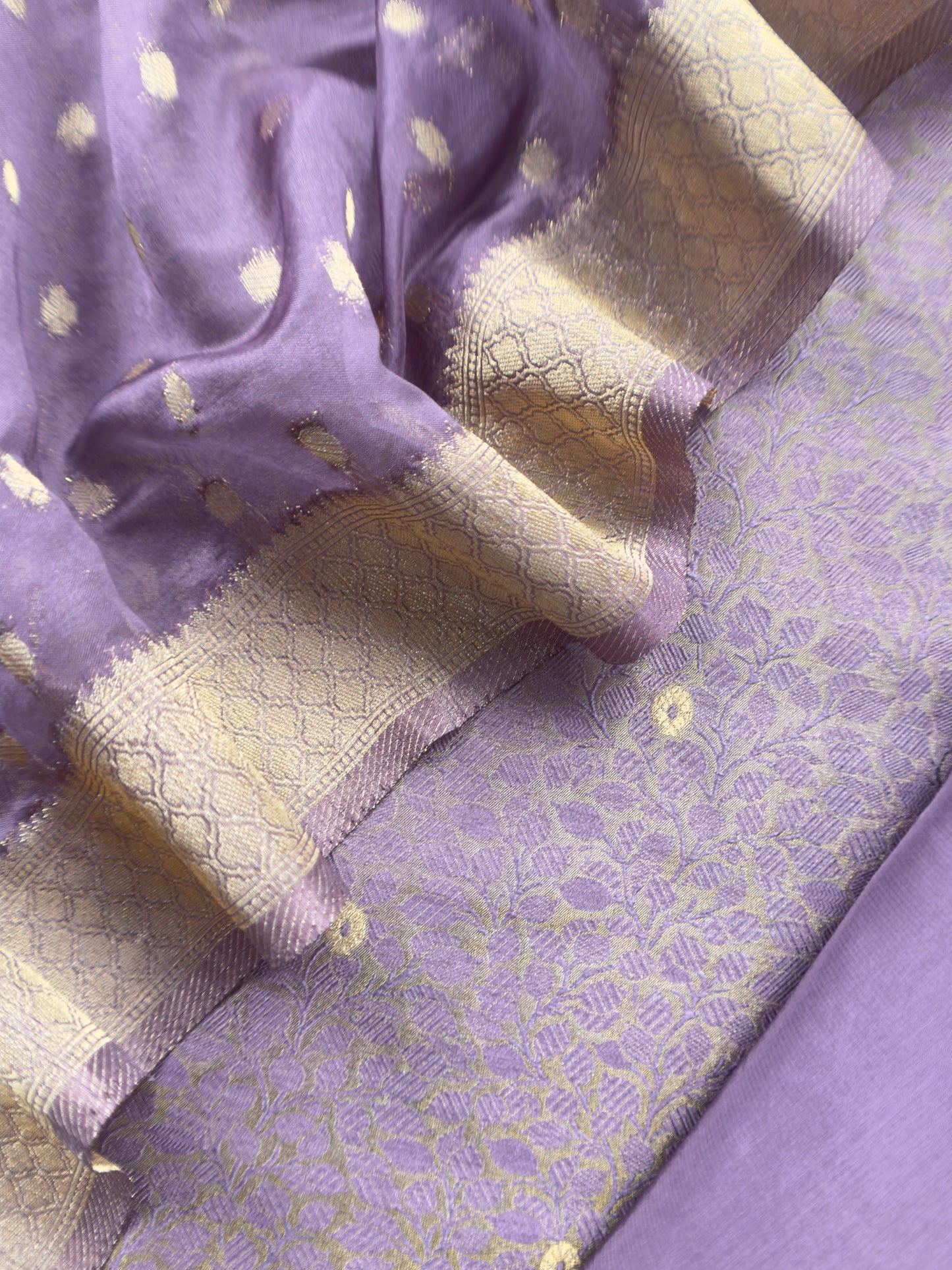 Banarasi Silk Brocade Suit With Organza Dupatta
