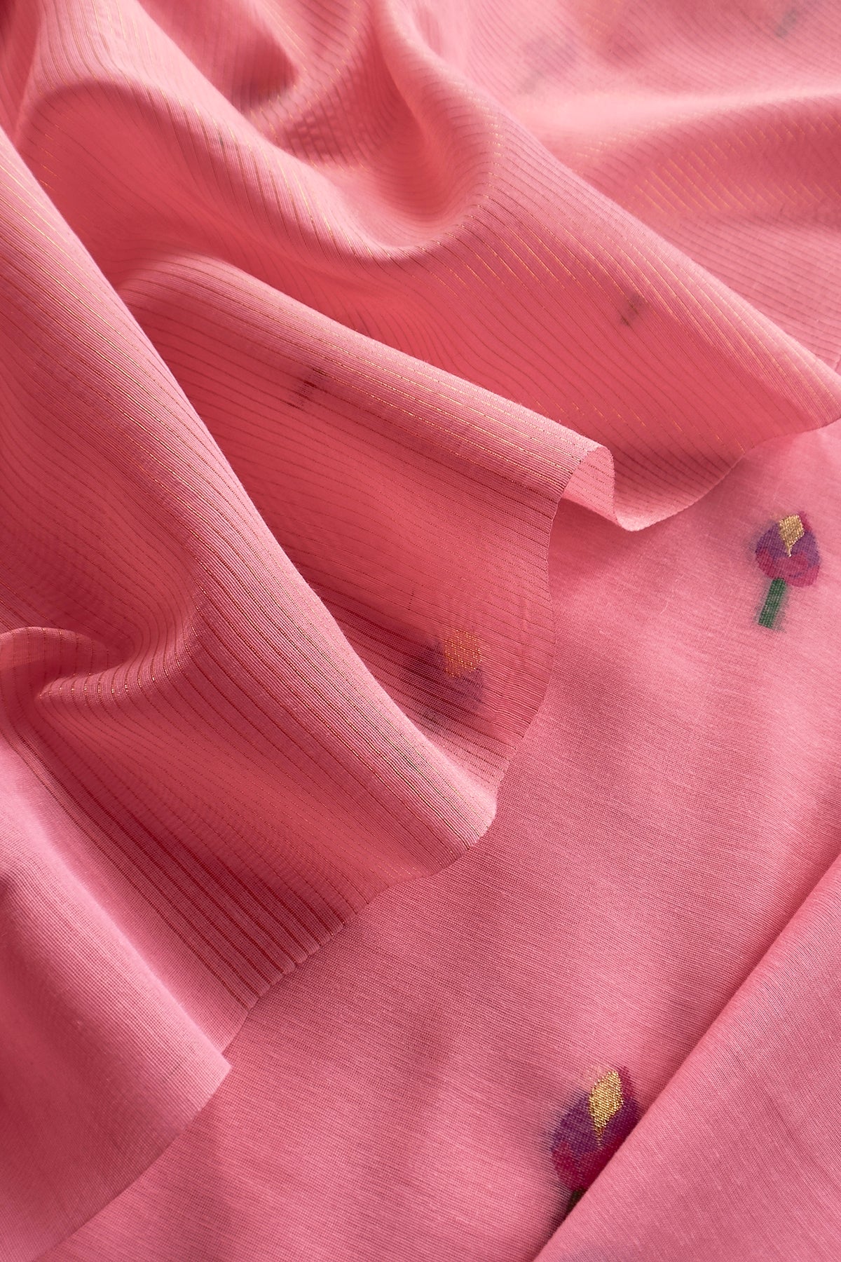 Pink Linen Chanderi Suit With Lotus Jamdani Weaving