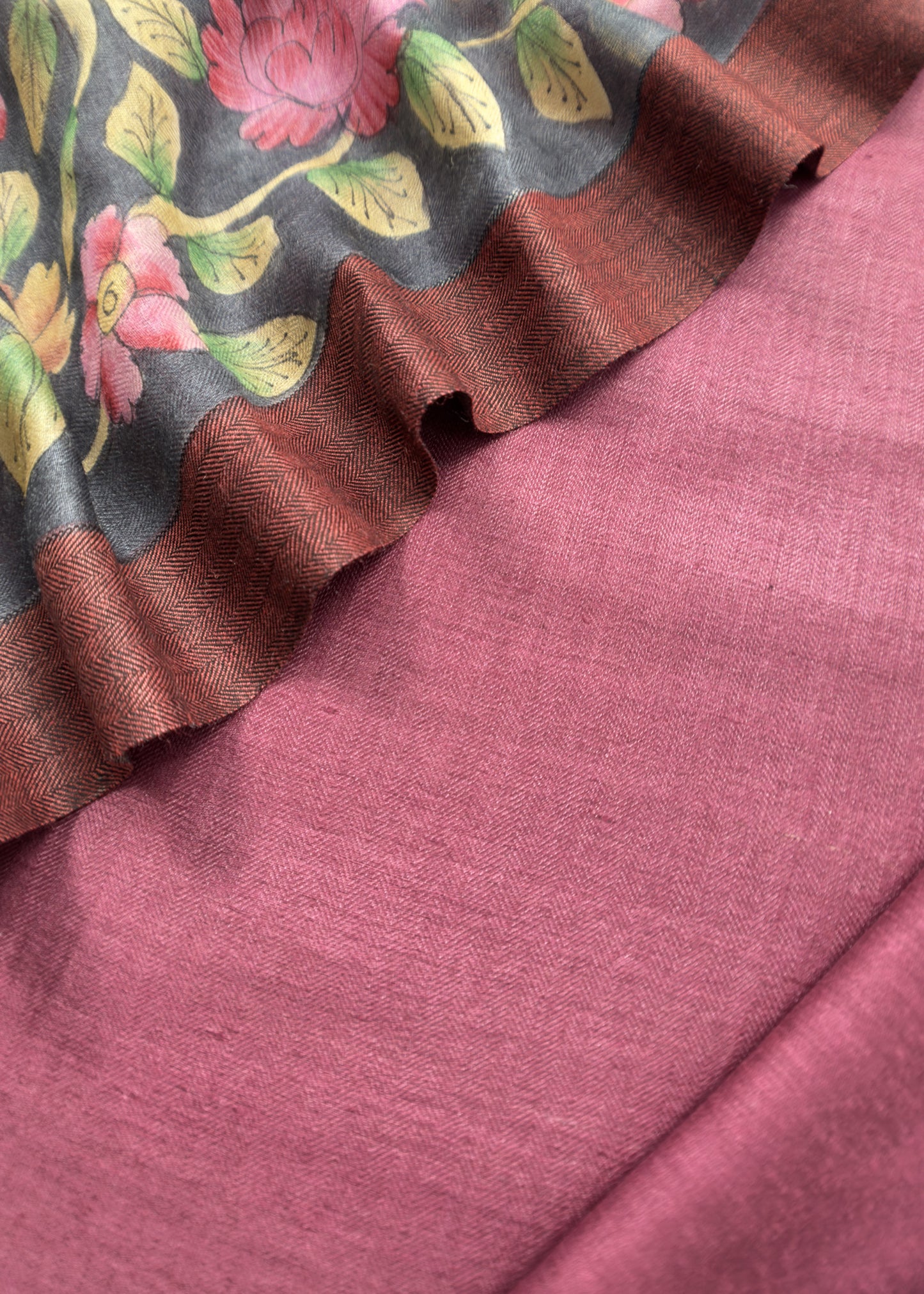 Yellow Handloom Pashmina Suit With Hand Painted Kalamakari