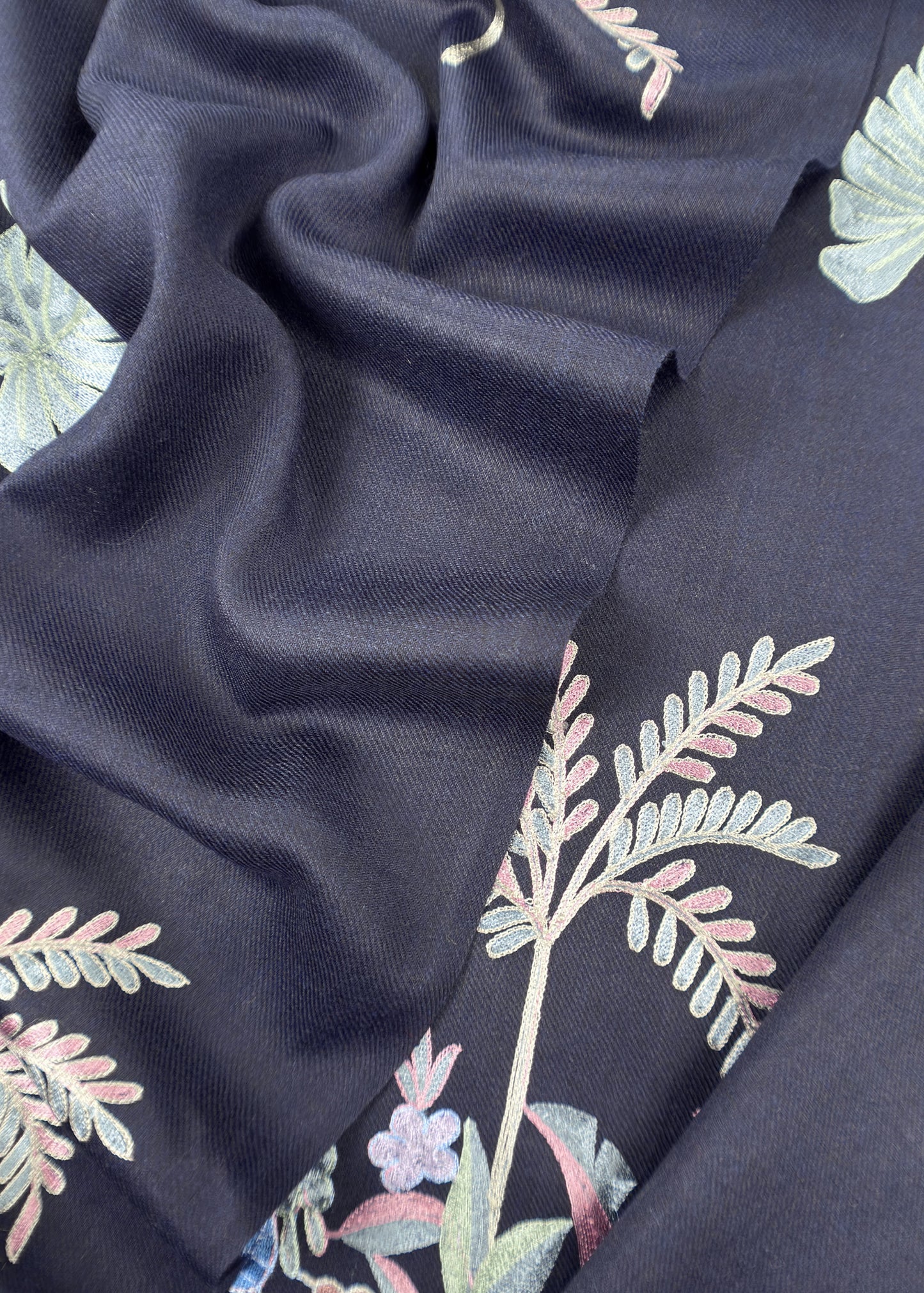 Black Unstitched Woolen Suit With Aari Embroidery Work