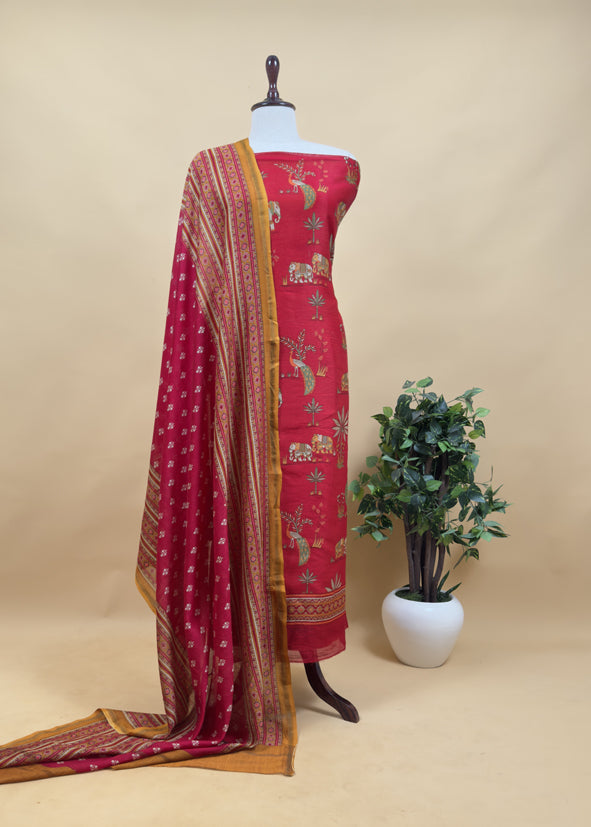Pure maheshwari silk suit fabric